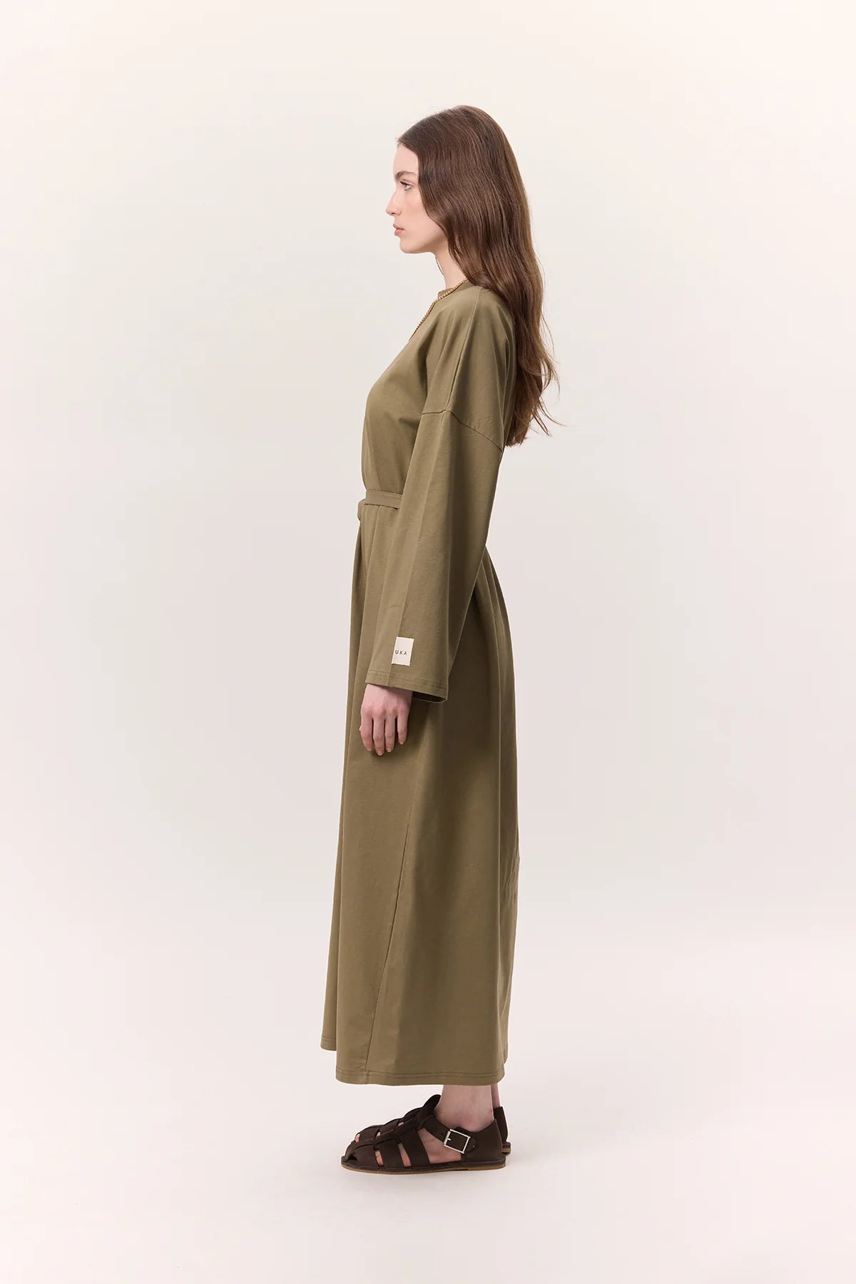 Long Oversized Dress Dusty Khaki Green Long Oversized Dress Dusty Khaki Green