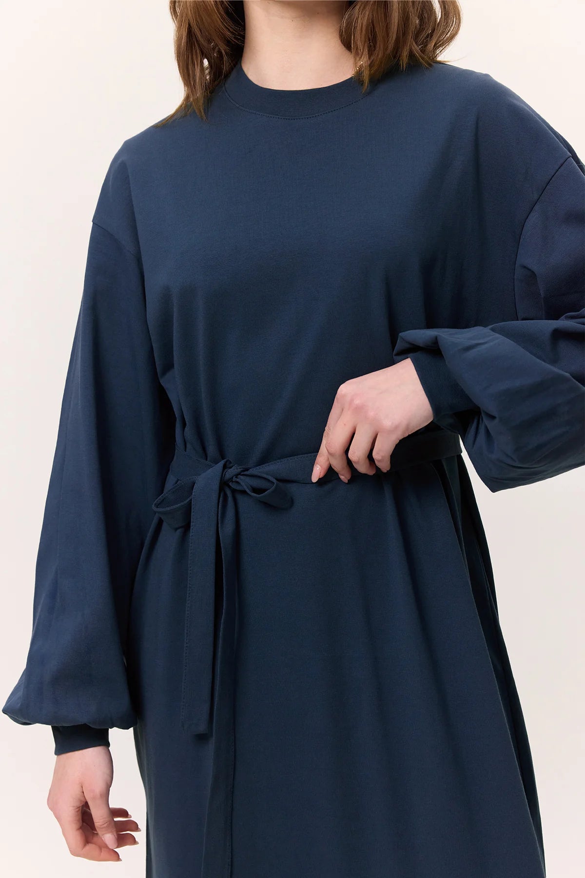 Balloon Sleeve Cotton Dress Indigo