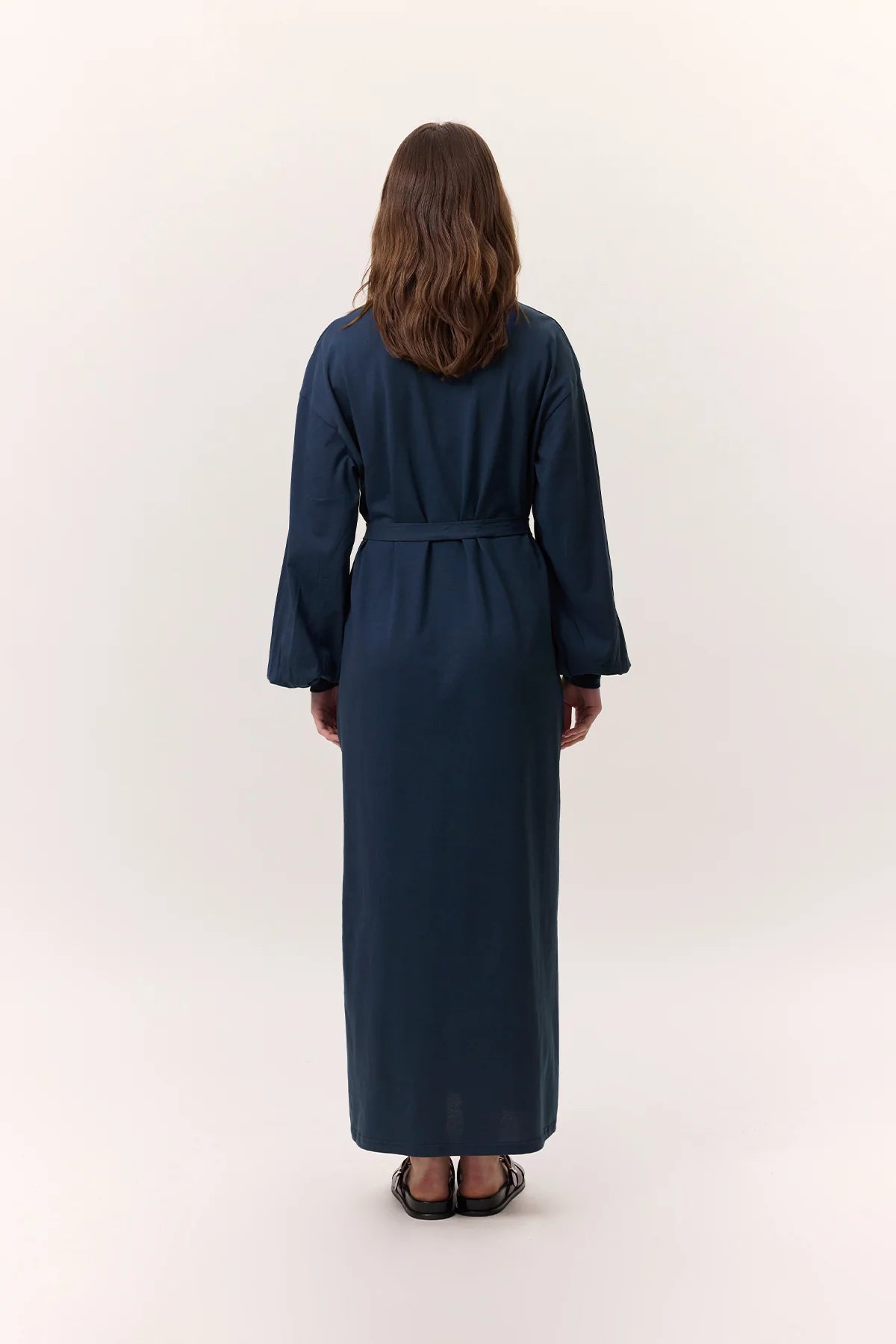 Balloon Sleeve Cotton Dress Indigo