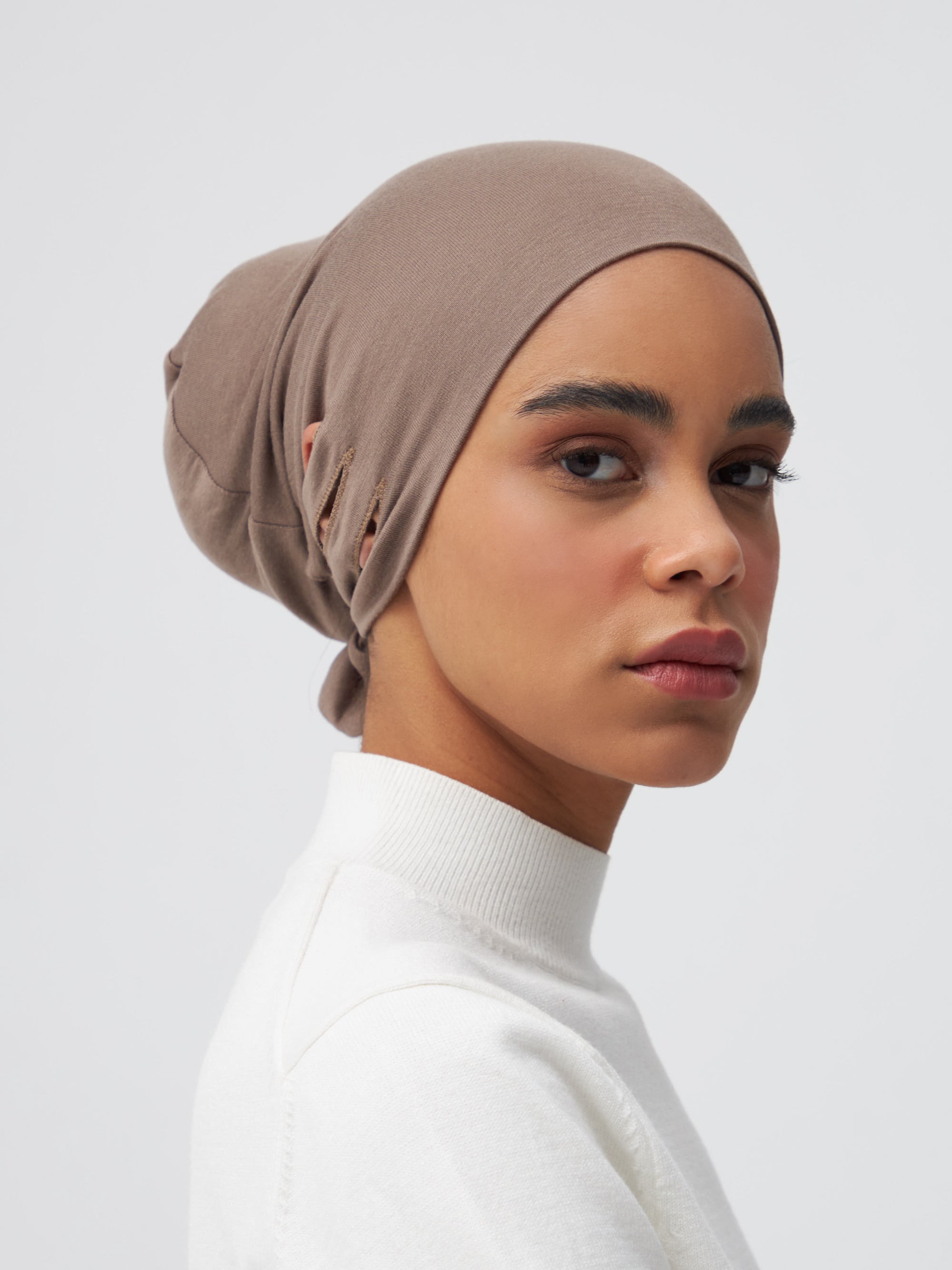 Slit Tie Back Underscarf Desert Taupe