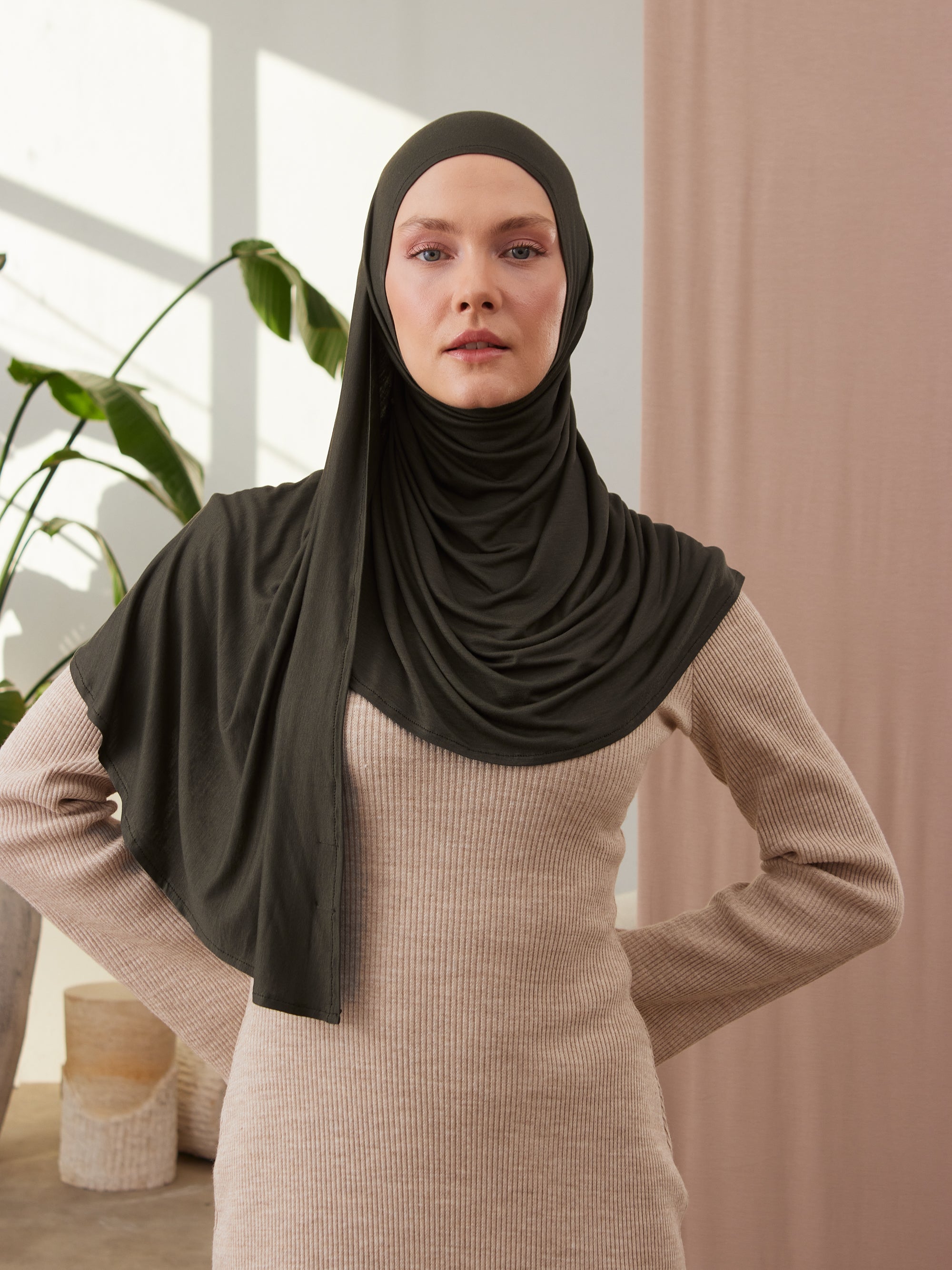 Instant Premium Jersey Hijab Khaki