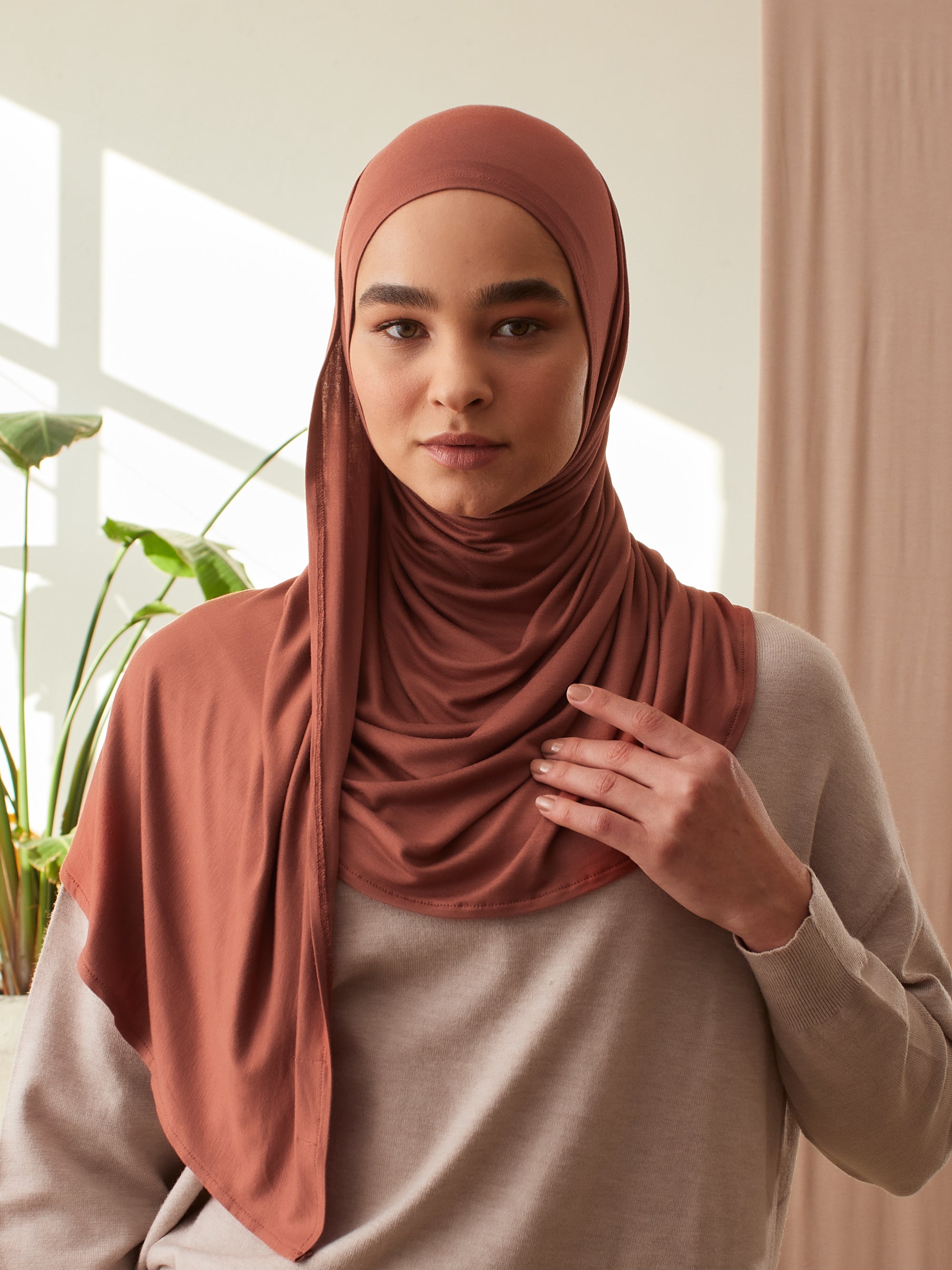 Instant Premium Jersey Hijab Redwood