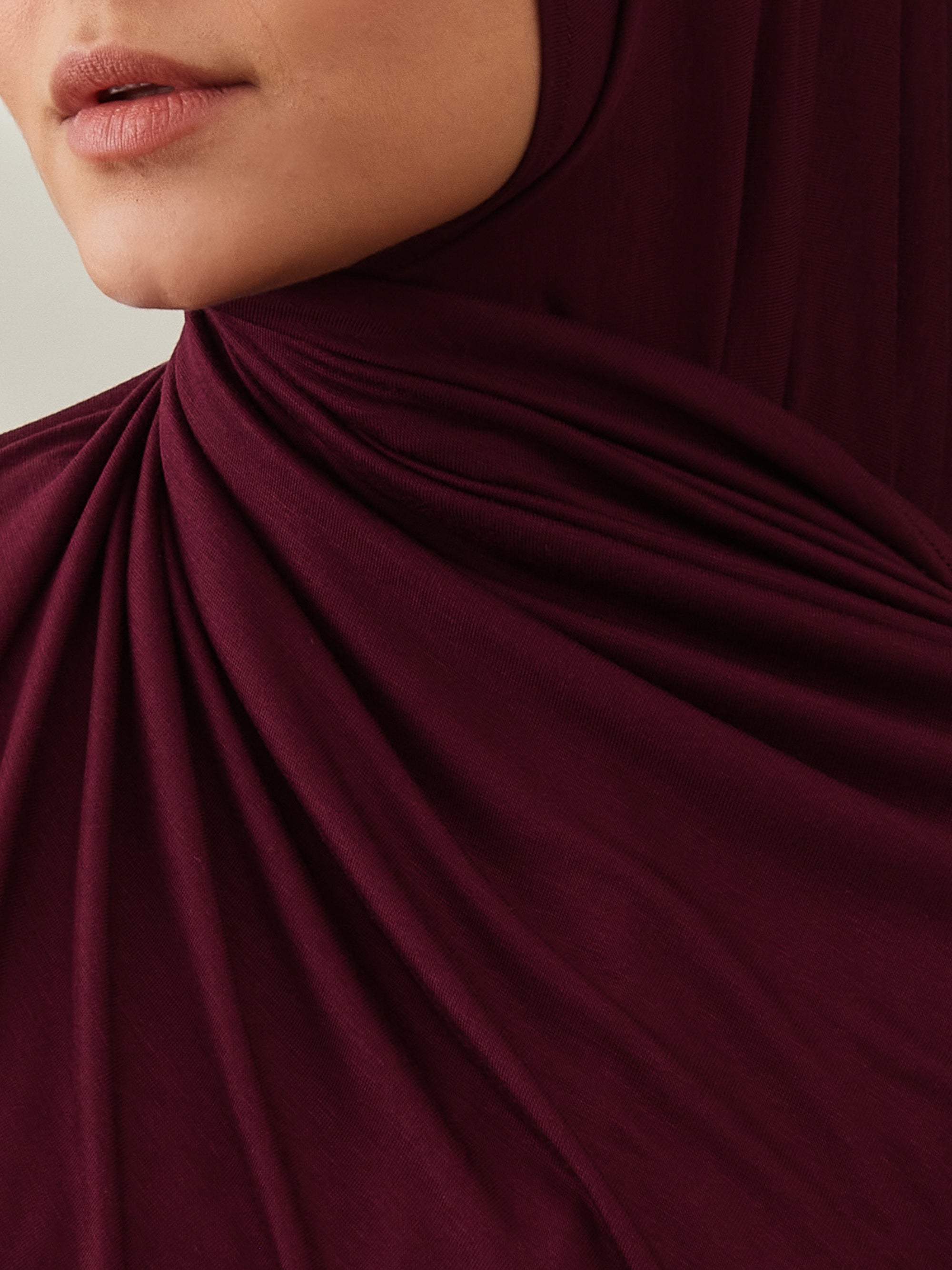 Instant Premium Jersey Hijab Burgundy