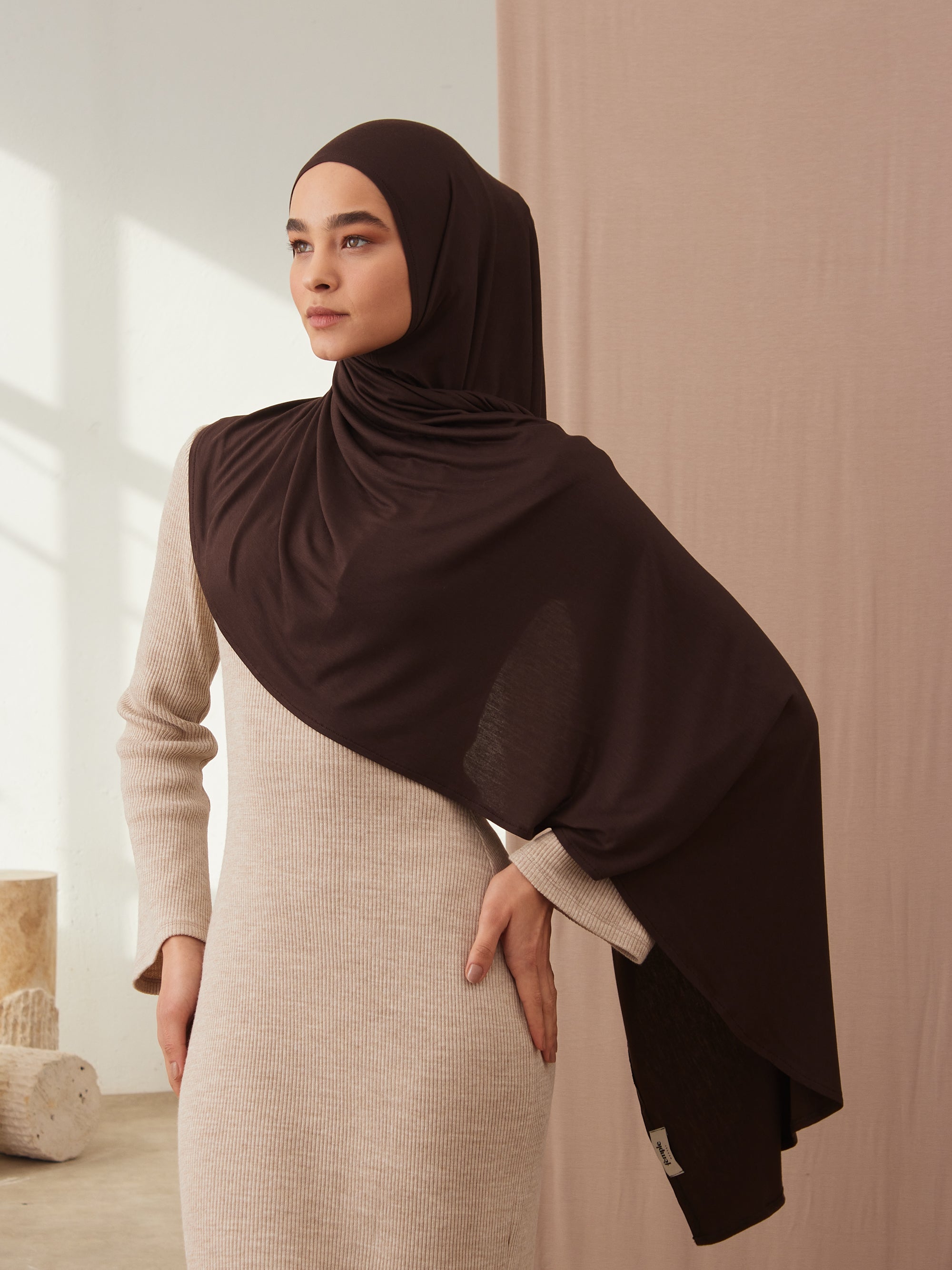 Instant Premium Jersey Hijab Coffee Bean