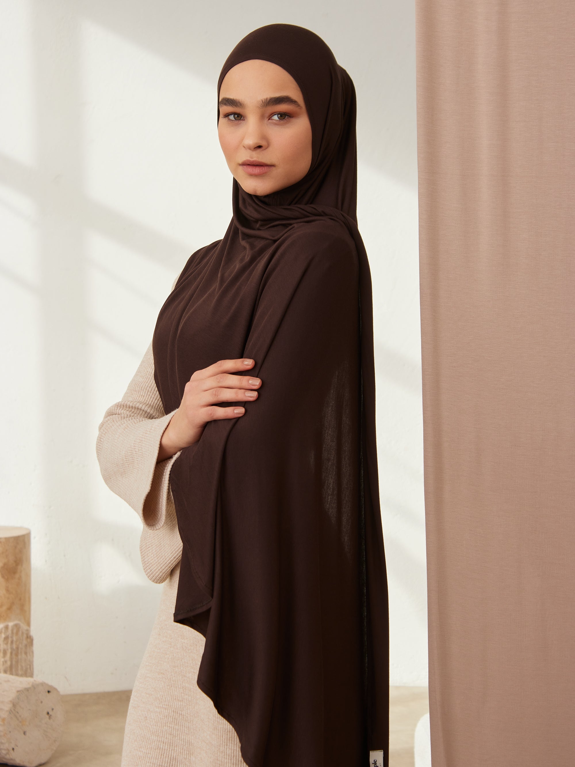 Instant Premium Jersey Hijab Coffee Bean