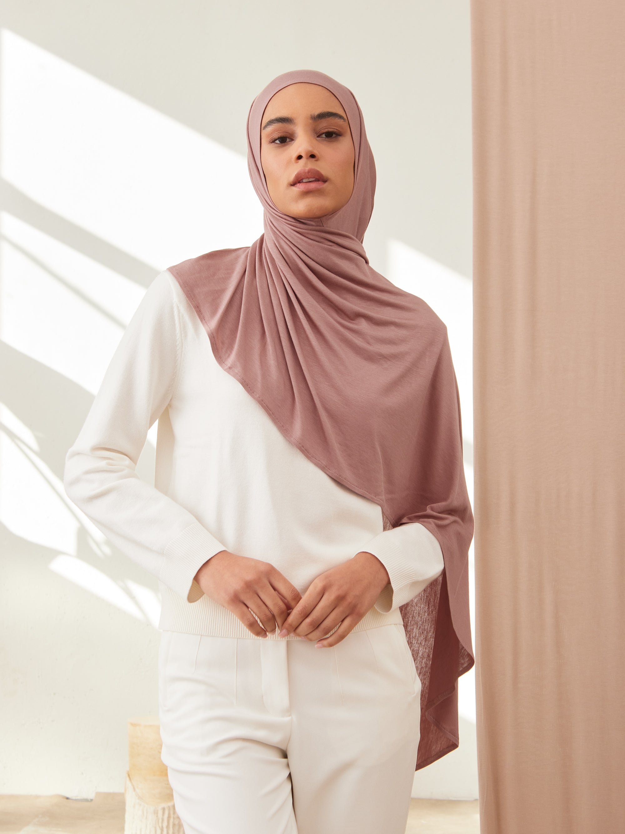 Instant Premium Jersey Hijab Dusty Rose