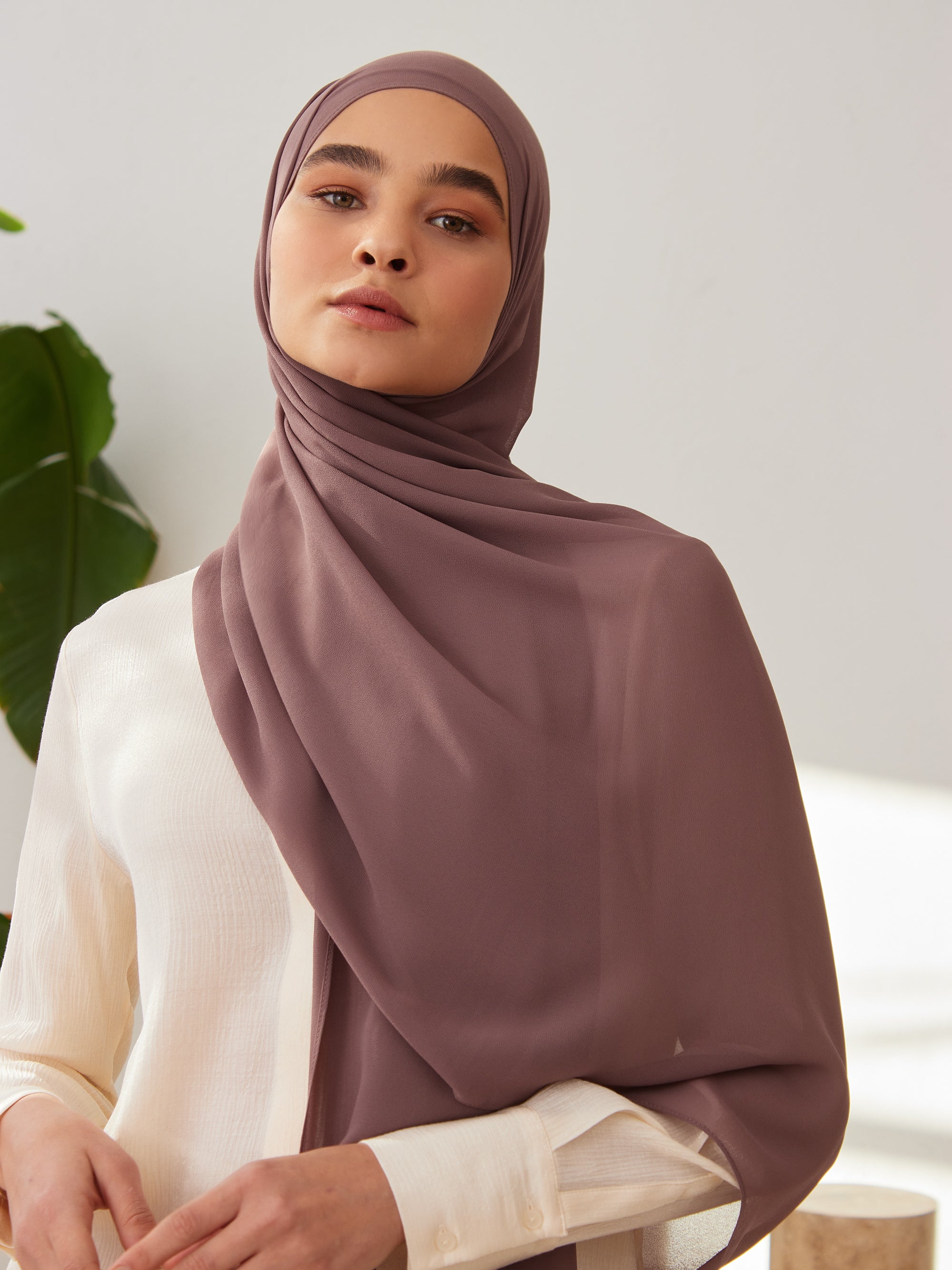 Deluxe Chiffon Hijab Rose Brown