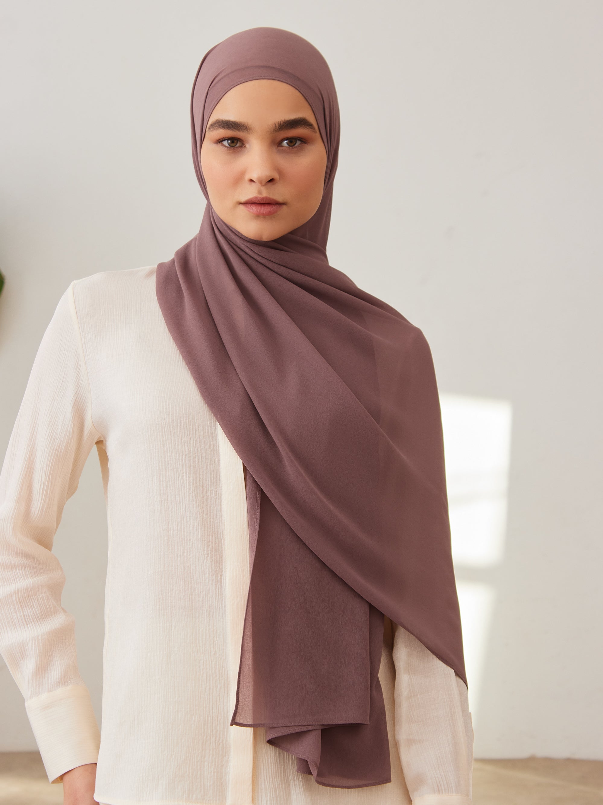 Deluxe Chiffon Hijab Rose Brown