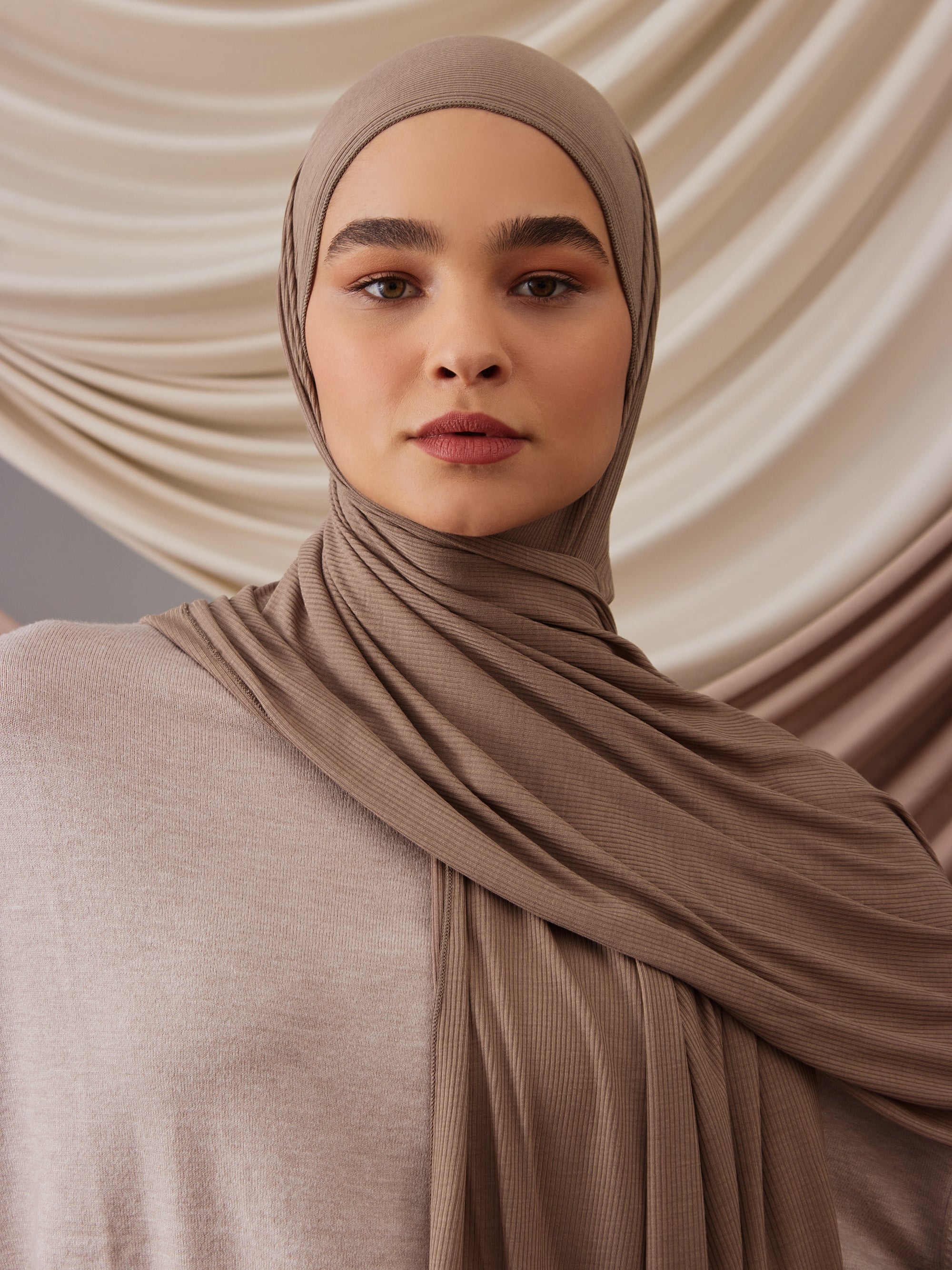 Ribbed Jersey Hijab Desert