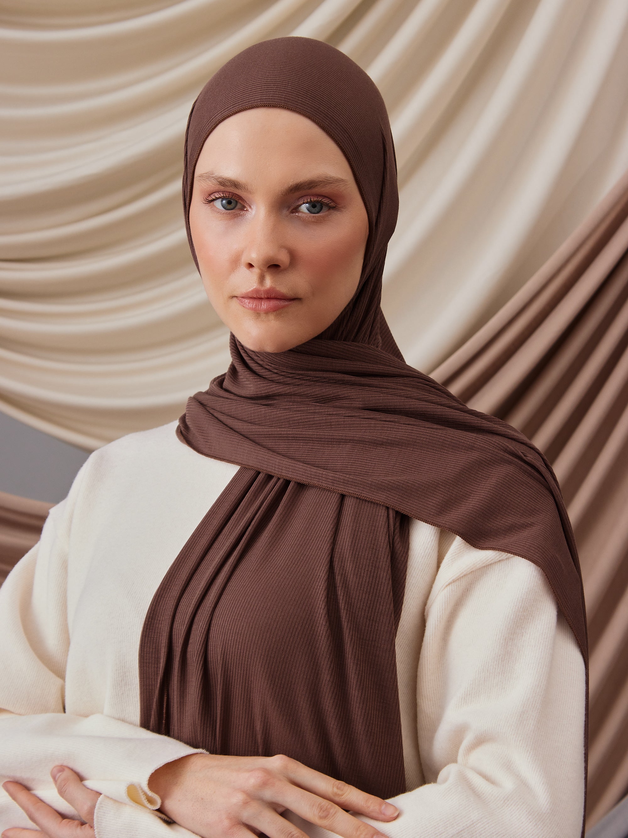 Ribbed Jersey Hijab Mocha