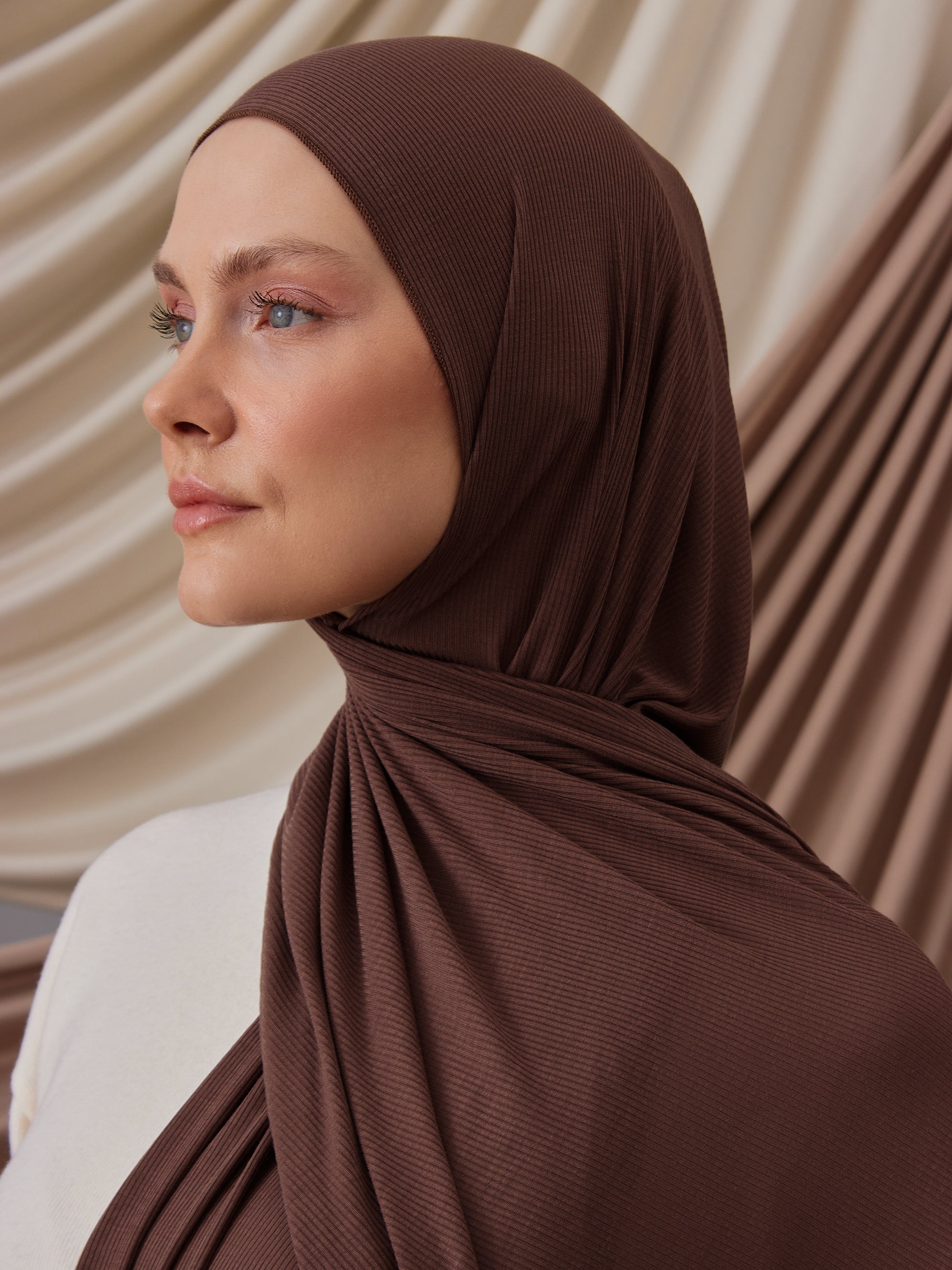 Ribbed Jersey Hijab Mocha