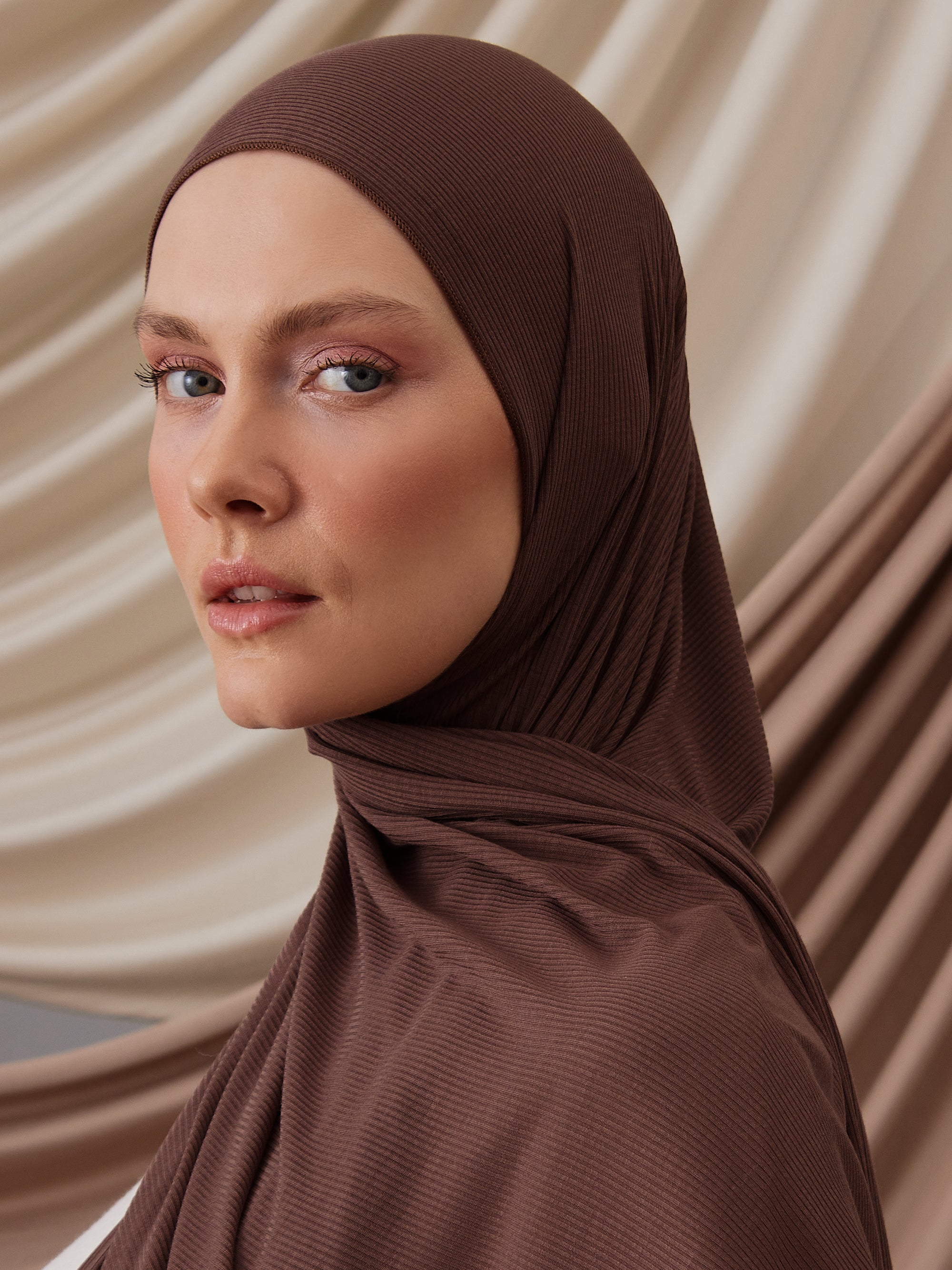 Ribbed Jersey Hijab Mocha