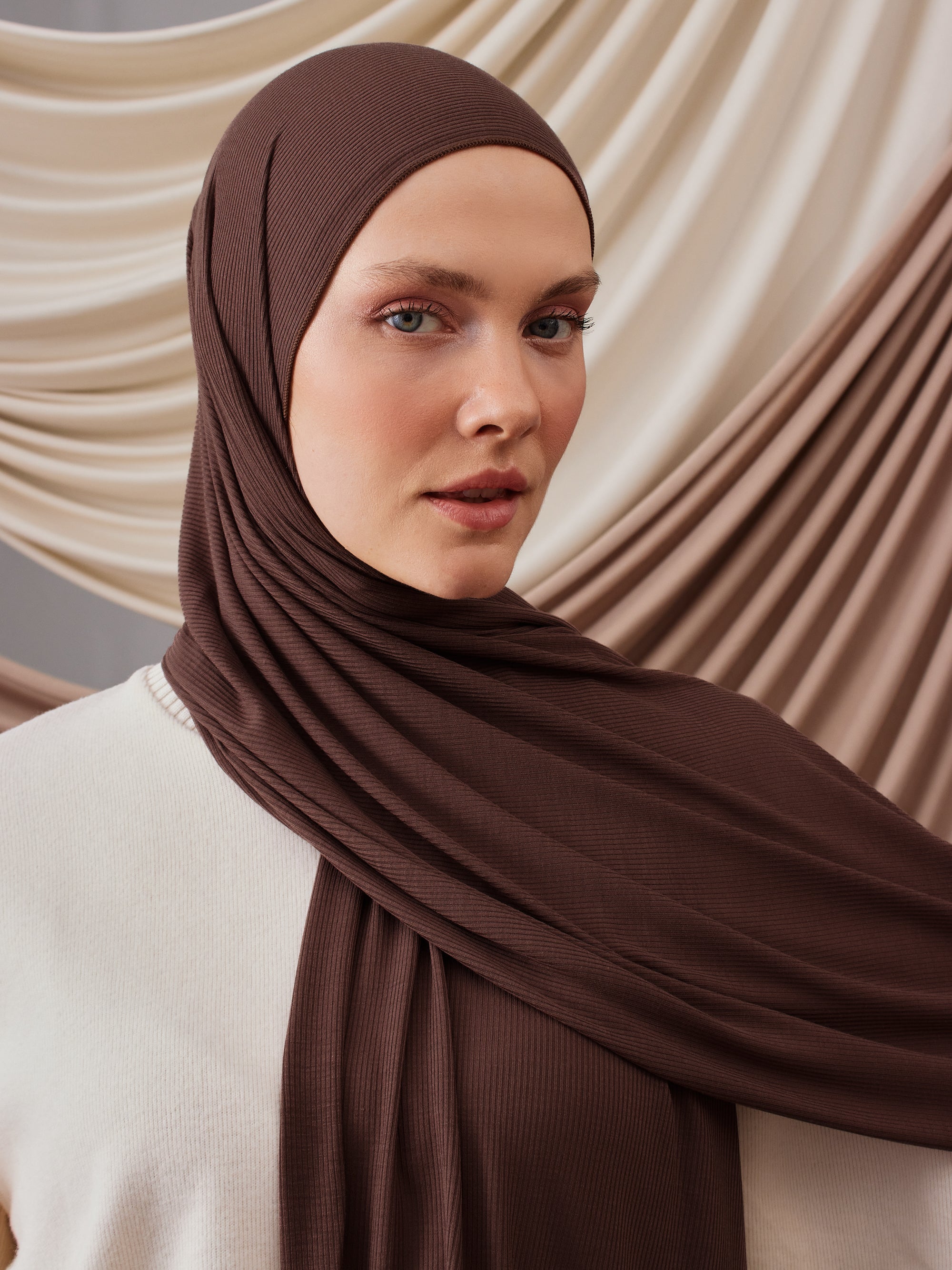 Ribbed Jersey Hijab Mocha