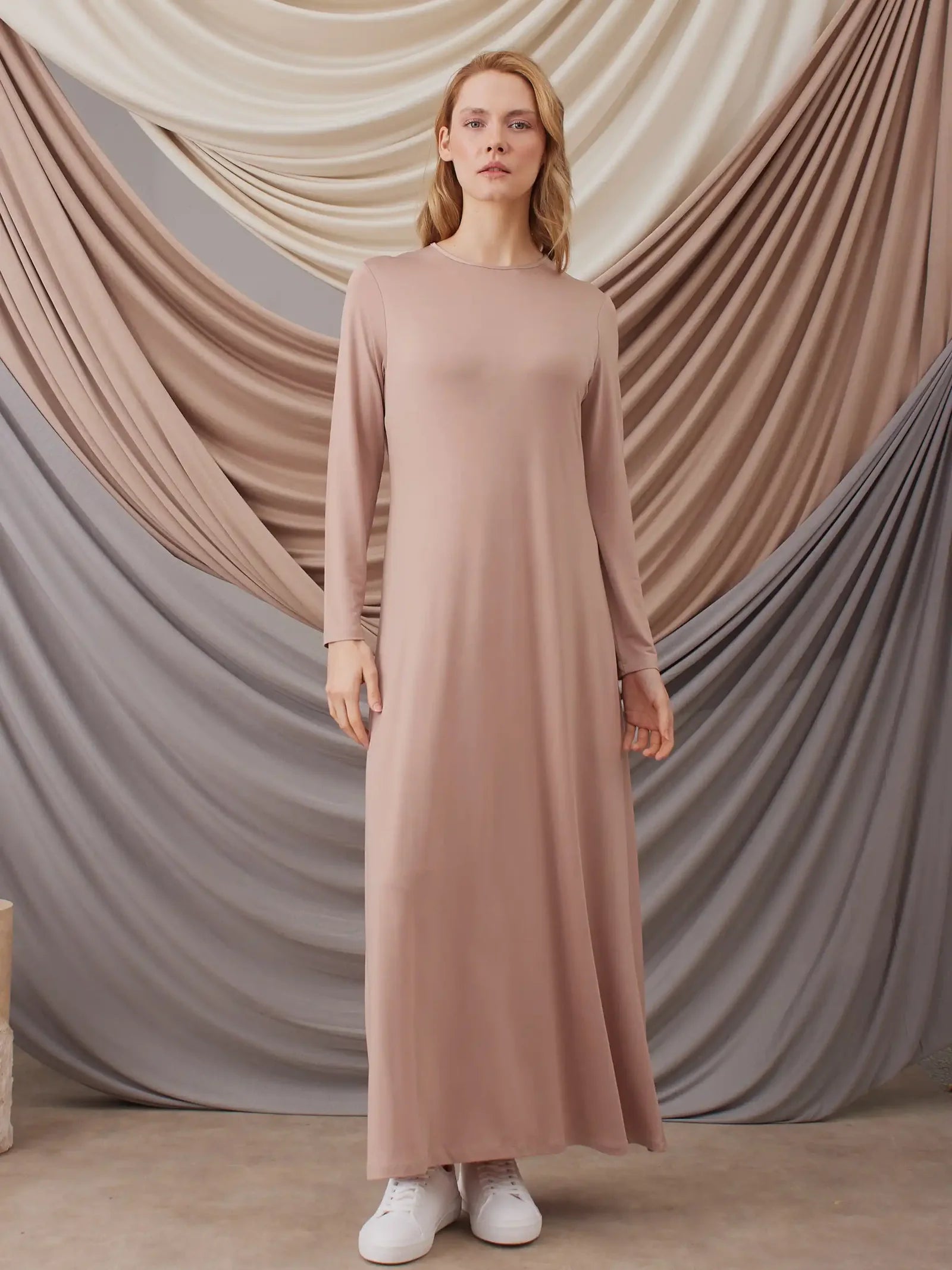 Long Sleeve Dress Layer Nude