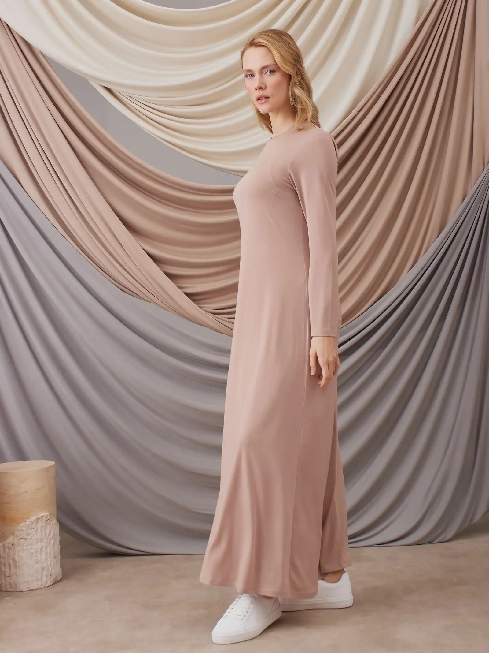 Long Sleeve Dress Layer Nude