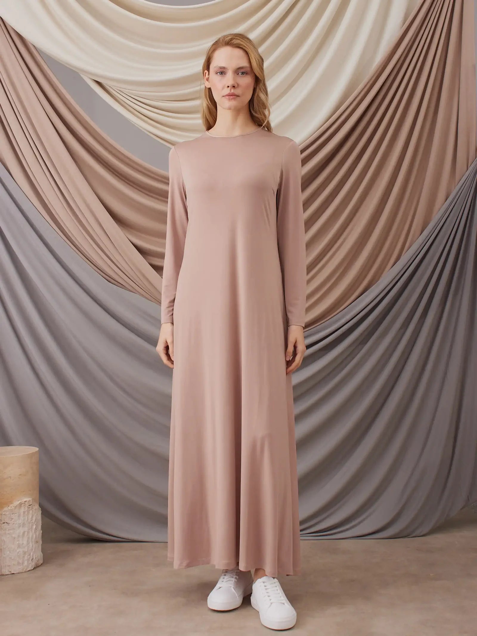 Long Sleeve Dress Layer Nude