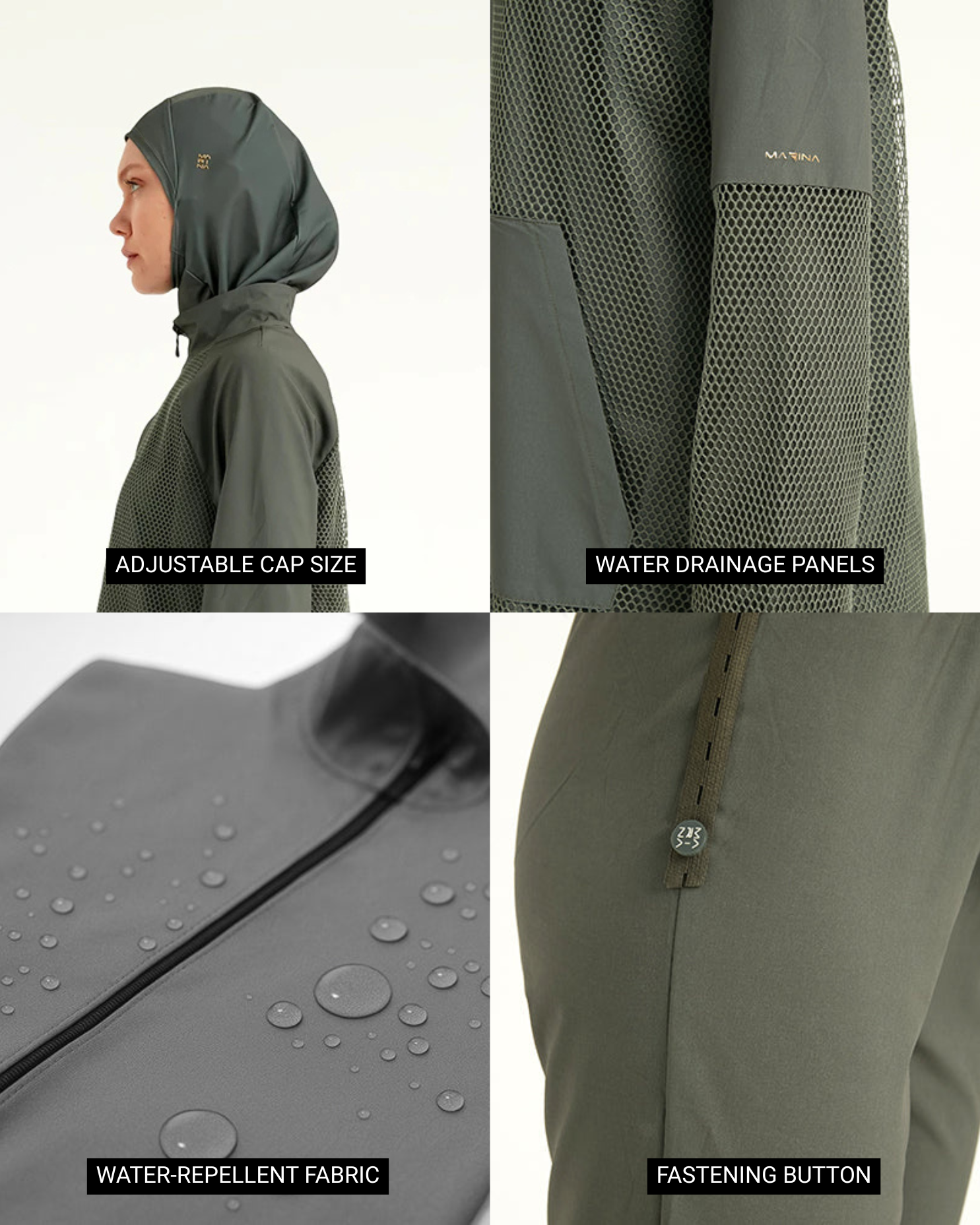 AirMesh 4-Piece Burkini Set Khaki