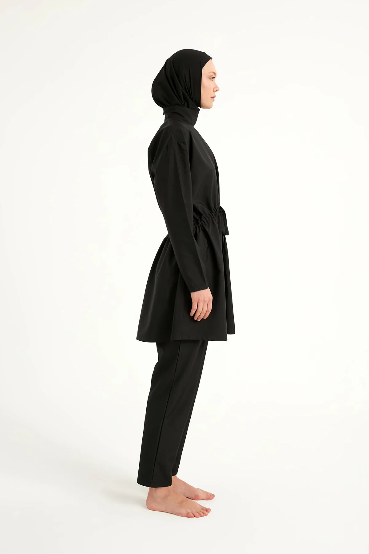 3-Piece Drawstring Waist Burkini Set Black