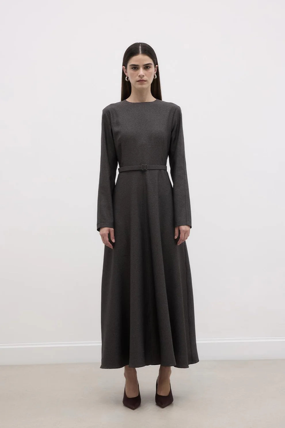 Arched Long Bell Dress Anthracite