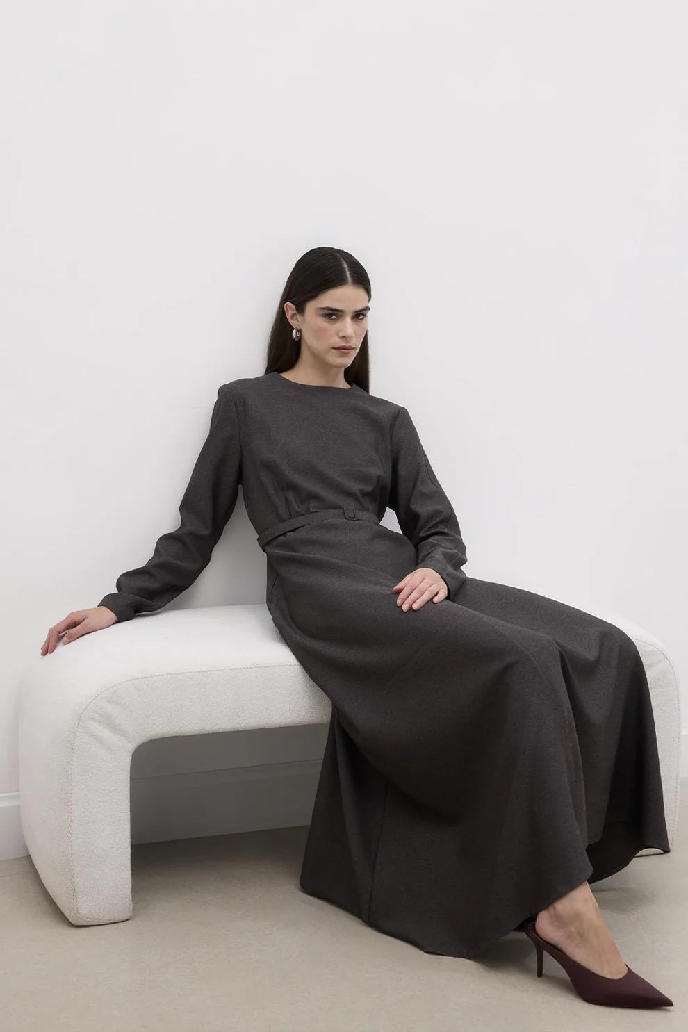 Arched Long Bell Dress Anthracite