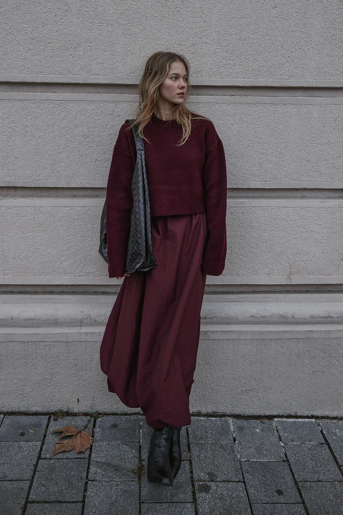 Gathered Skirt Burgundy