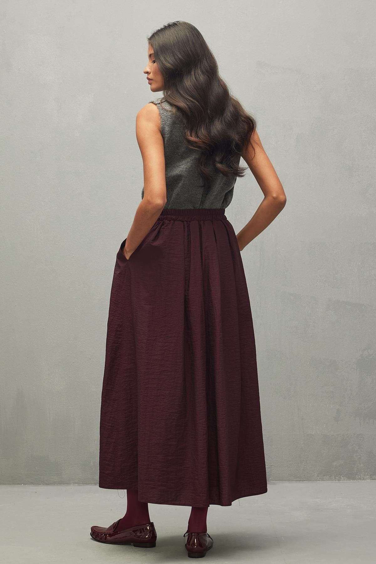 Gathered Skirt Burgundy