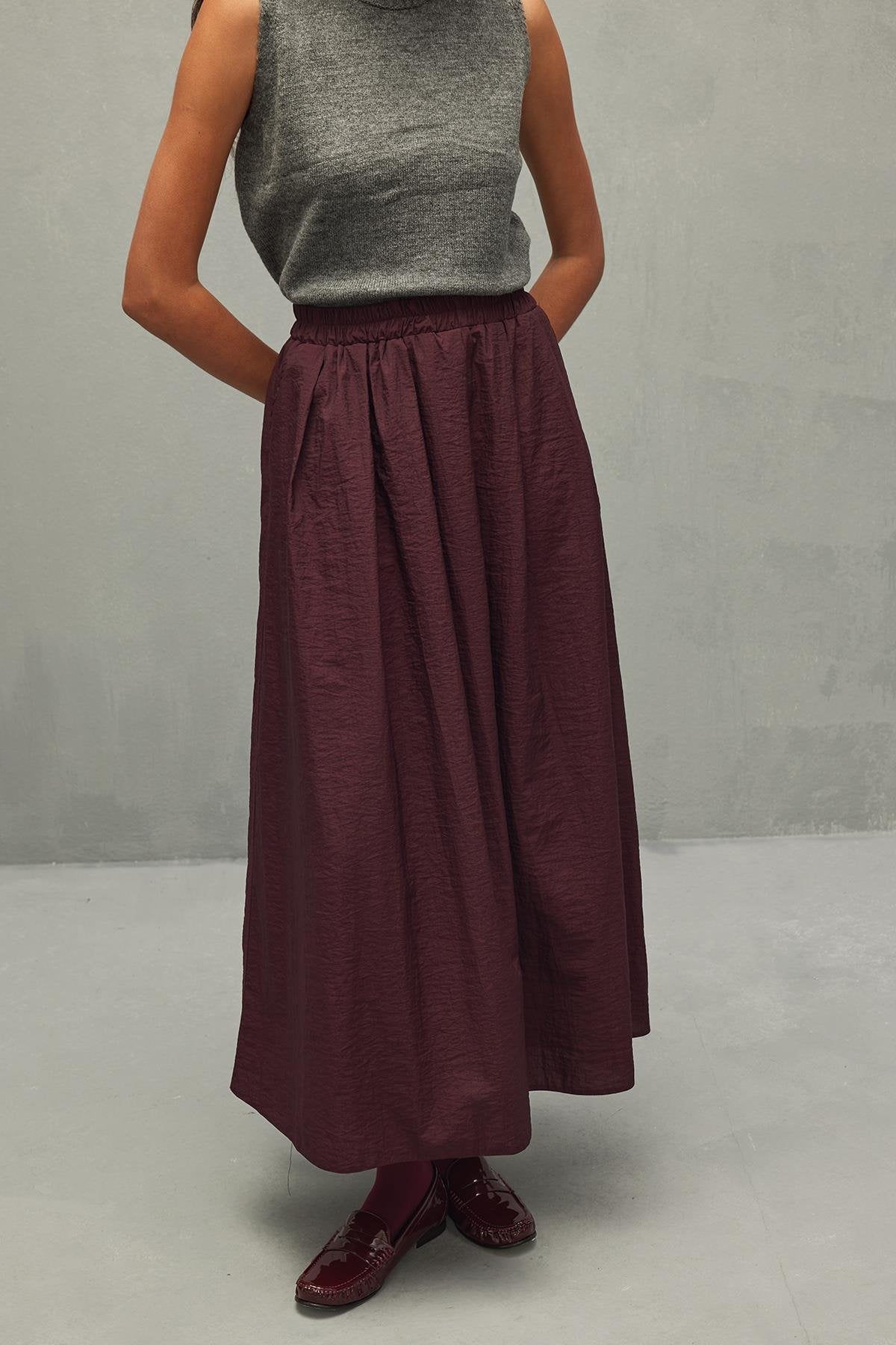 Gathered Skirt Burgundy