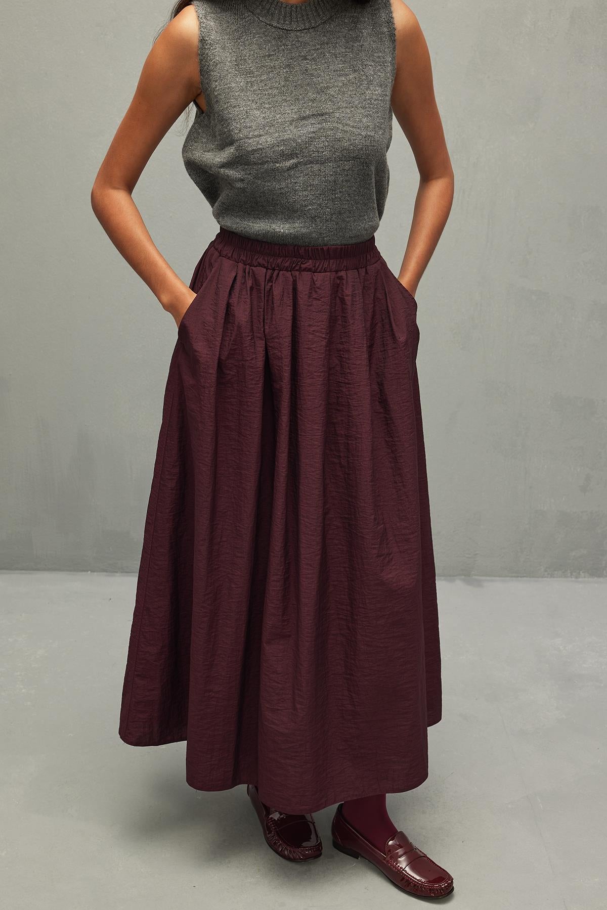 Gathered Skirt Burgundy