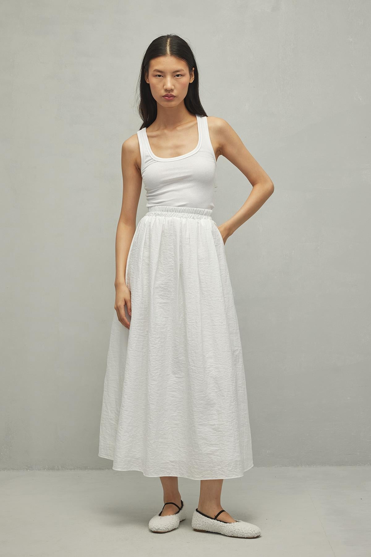 Gathered Skirt White