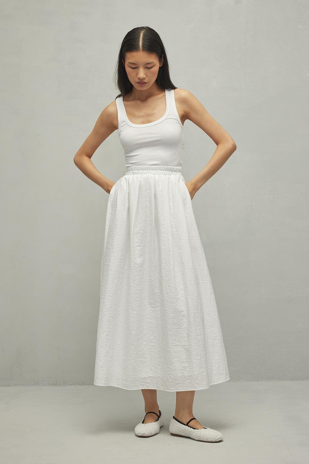 Gathered Skirt White