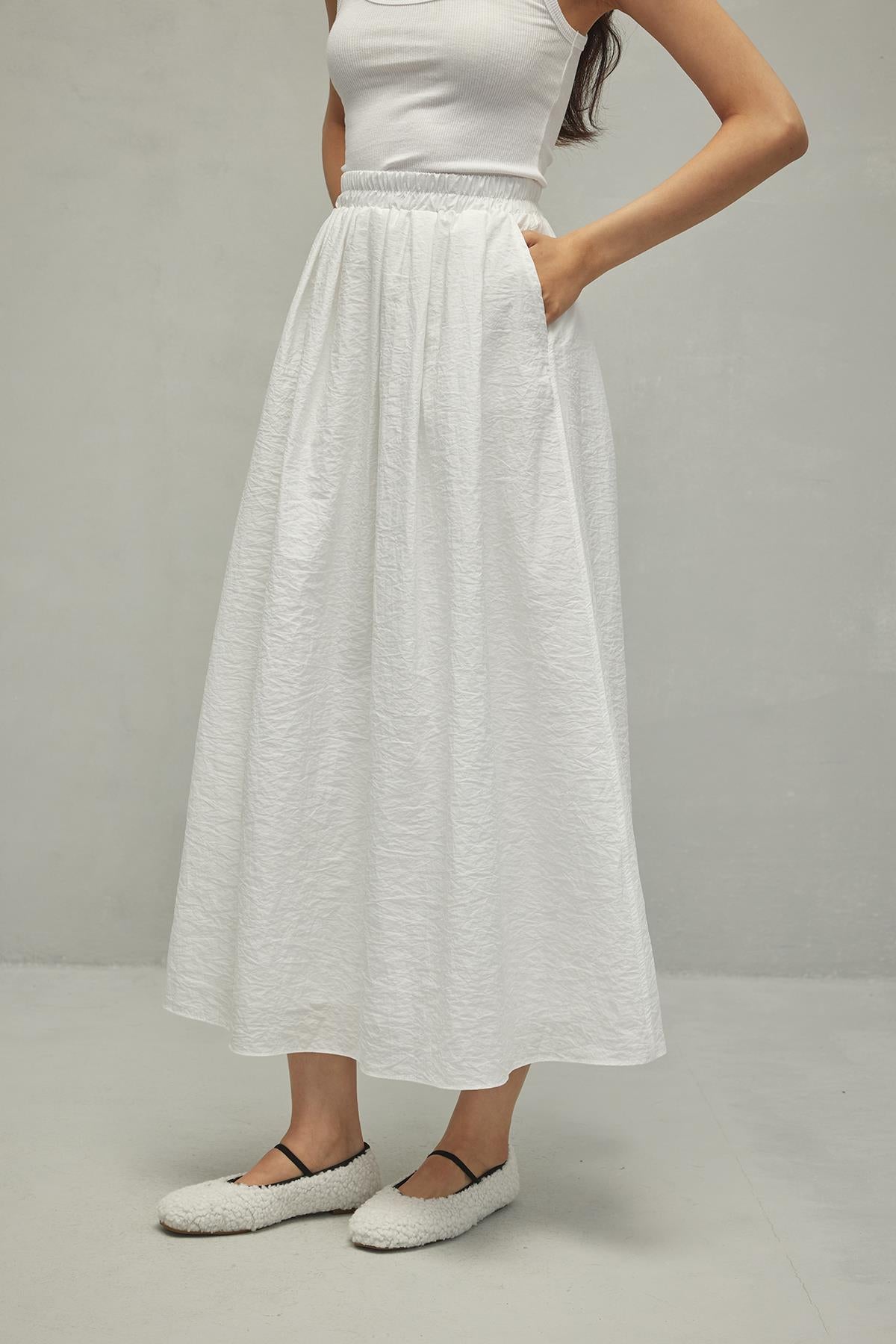 Gathered Skirt White