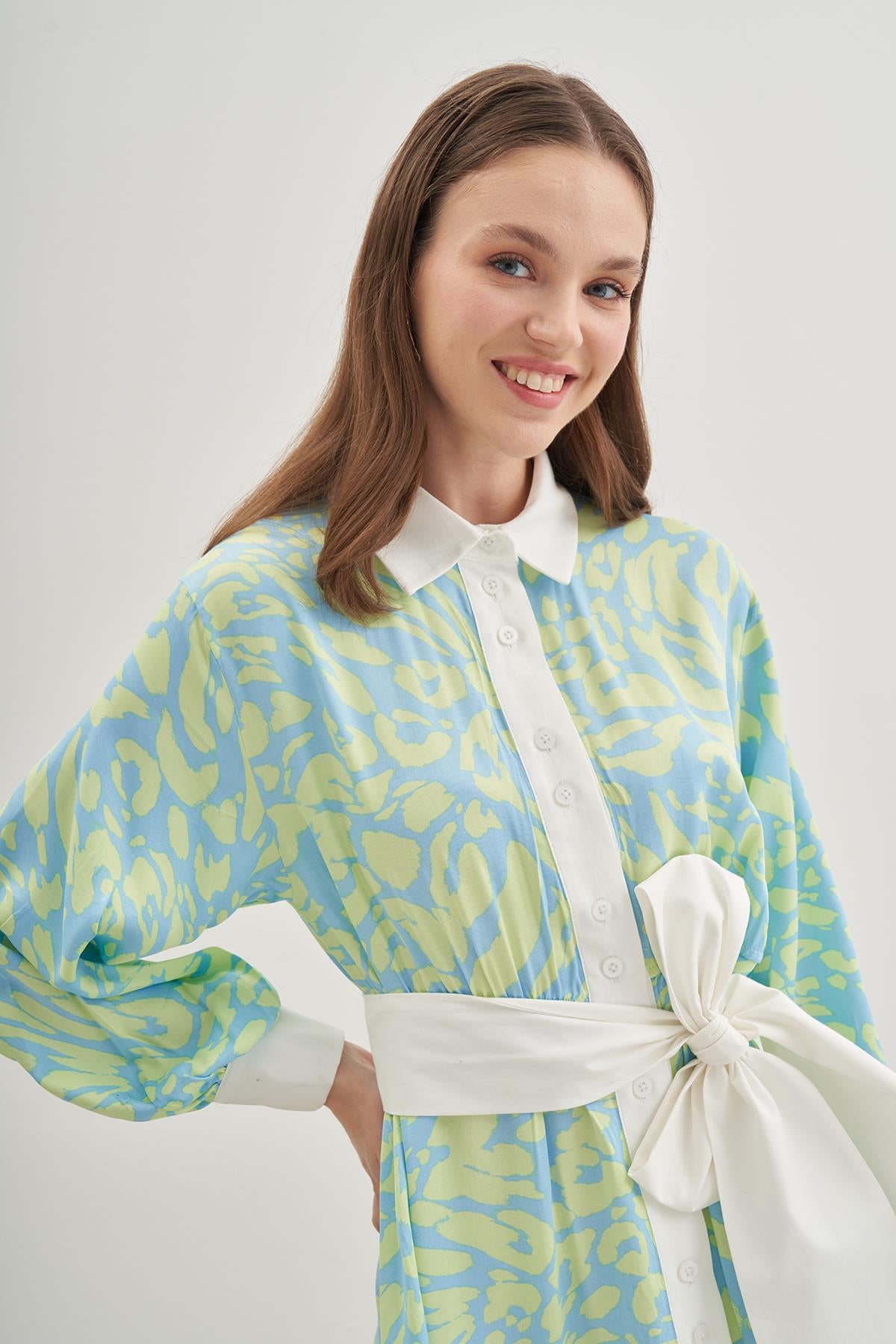 green printed dress for women Noosa Green Leaf-Print Chiffon Summer Maxi Dress Green / S