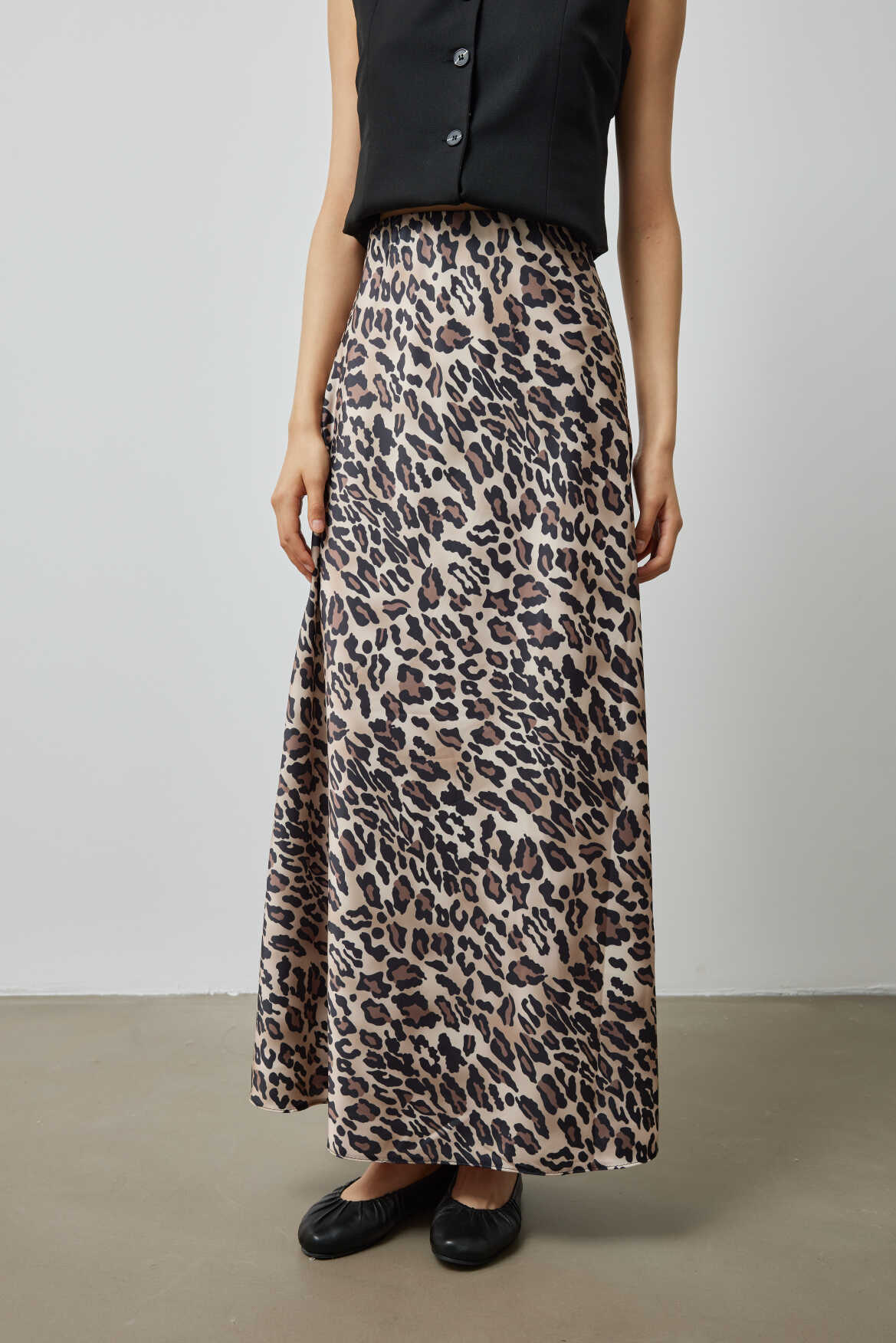 Satin Leopard Print Skirt