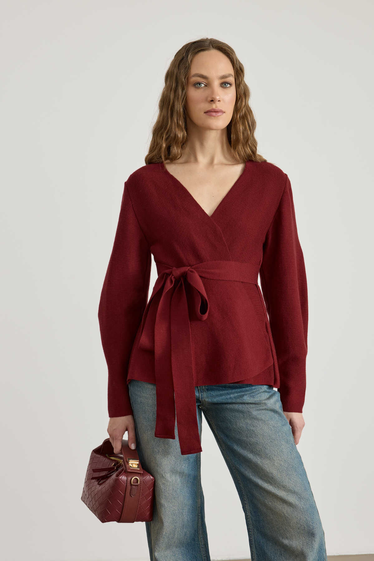 Interlock Knit Cardigan Burgundy