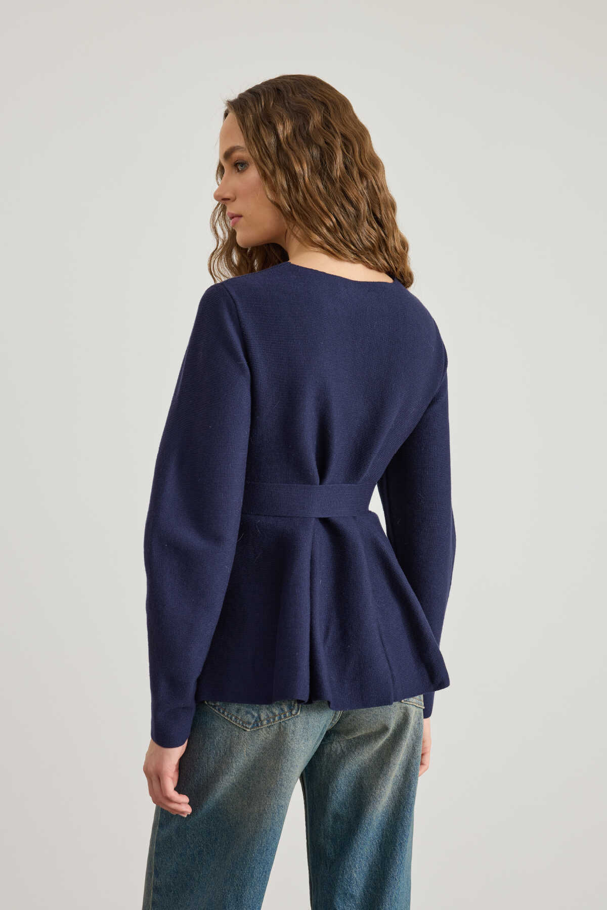 Interlock Knit Cardigan Navy Blue