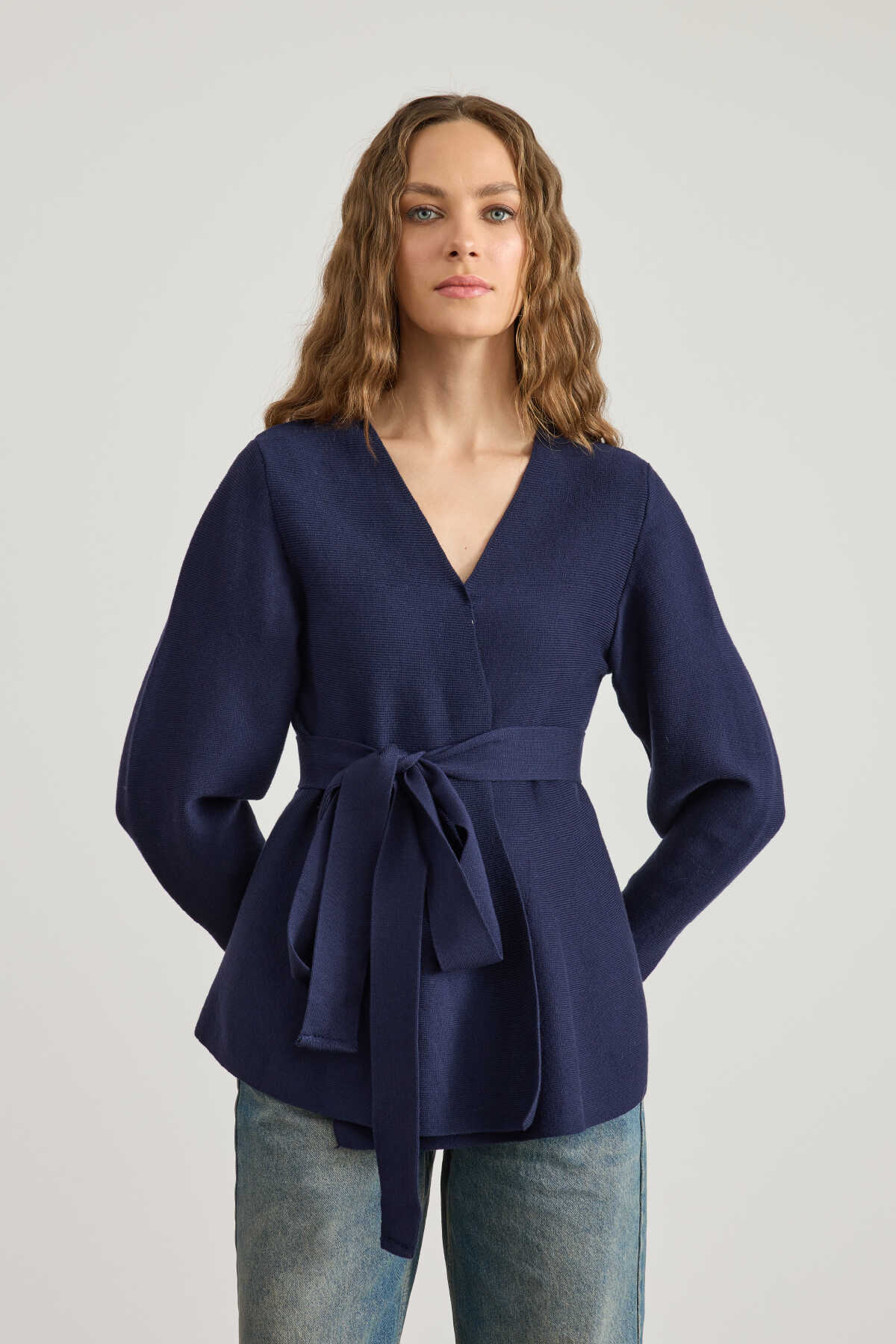 Interlock Knit Cardigan Navy Blue