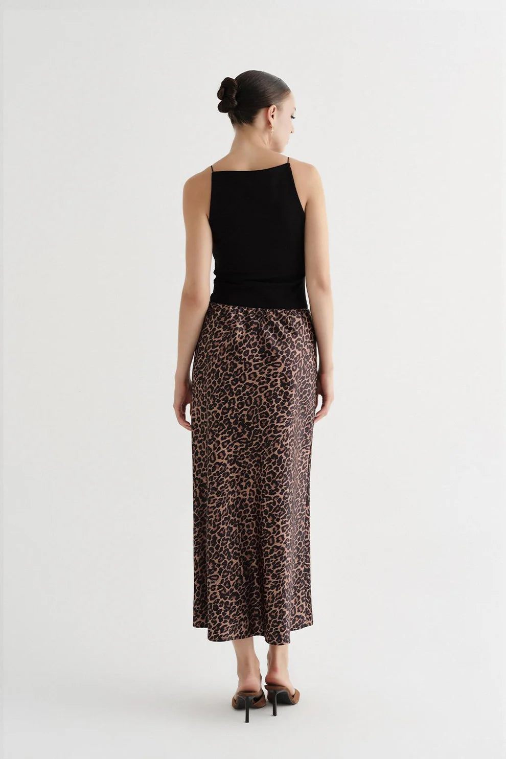 Satin Pencil Skirt Leopard