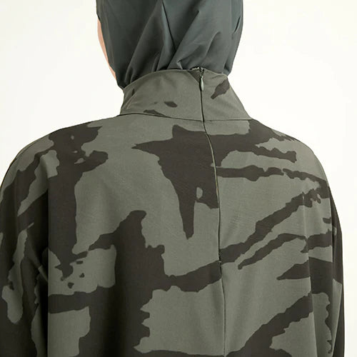 4-Piece Wave Drawstring Burkini Set - Khaki Green