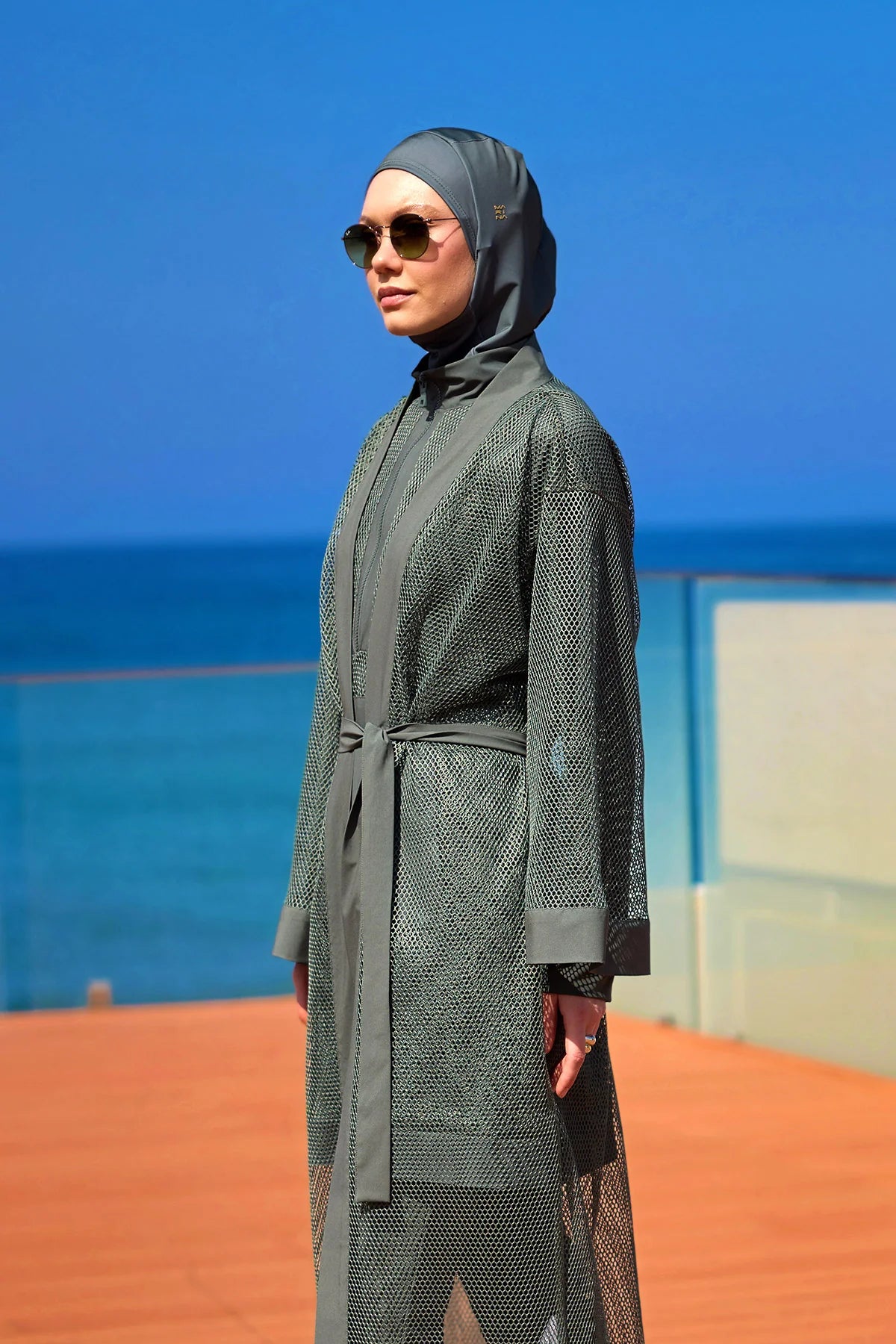 AirMesh Pareo Beach Kimono Khaki Green