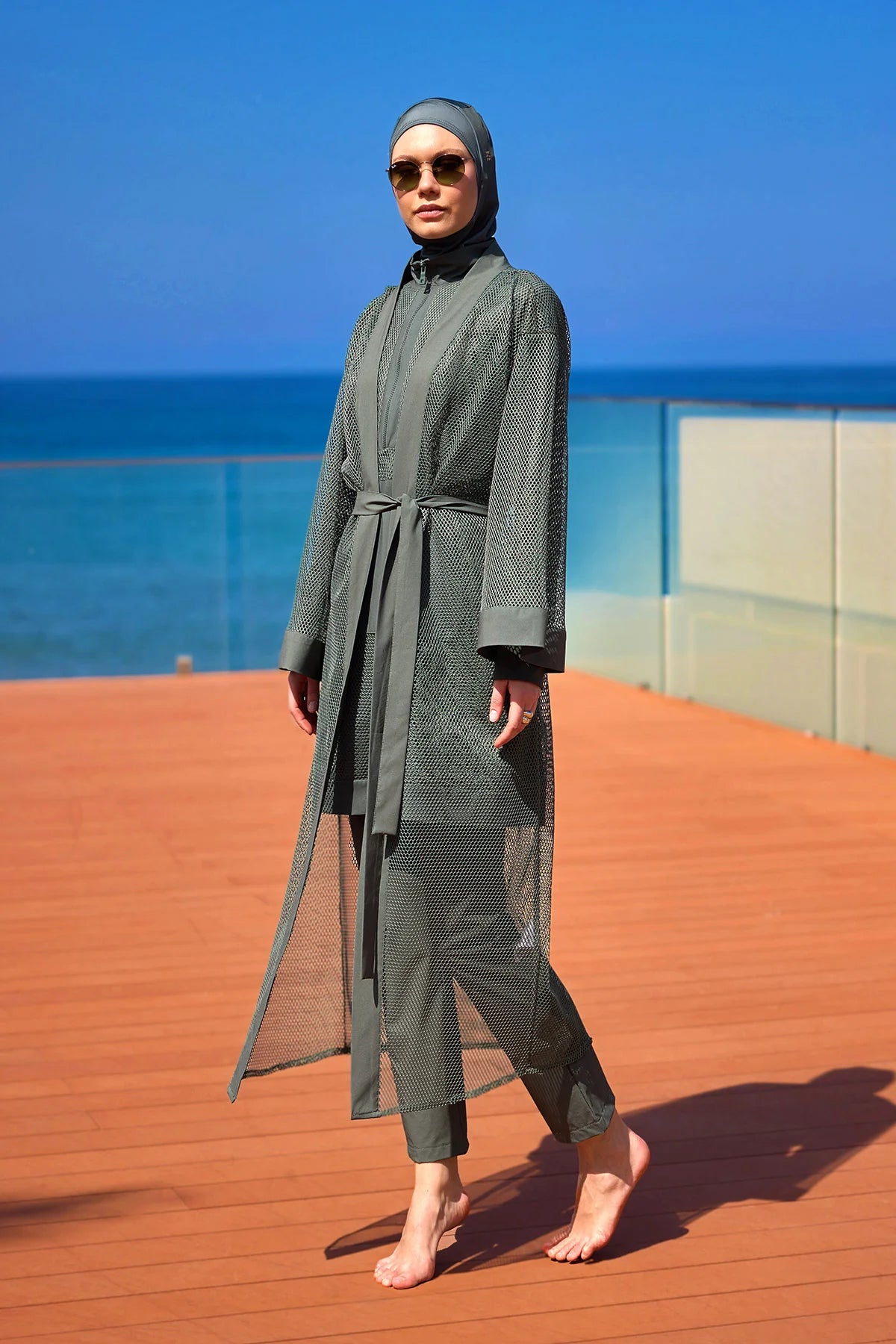 AirMesh Pareo Beach Kimono Khaki Green