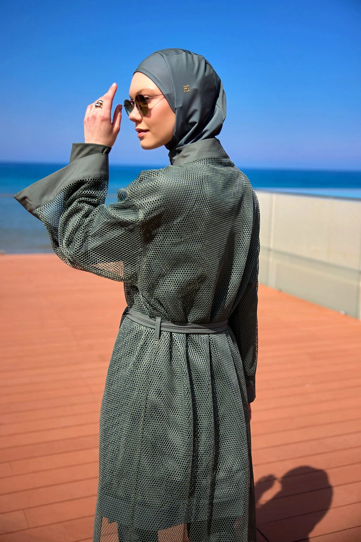 AirMesh Pareo Beach Kimono Khaki Green