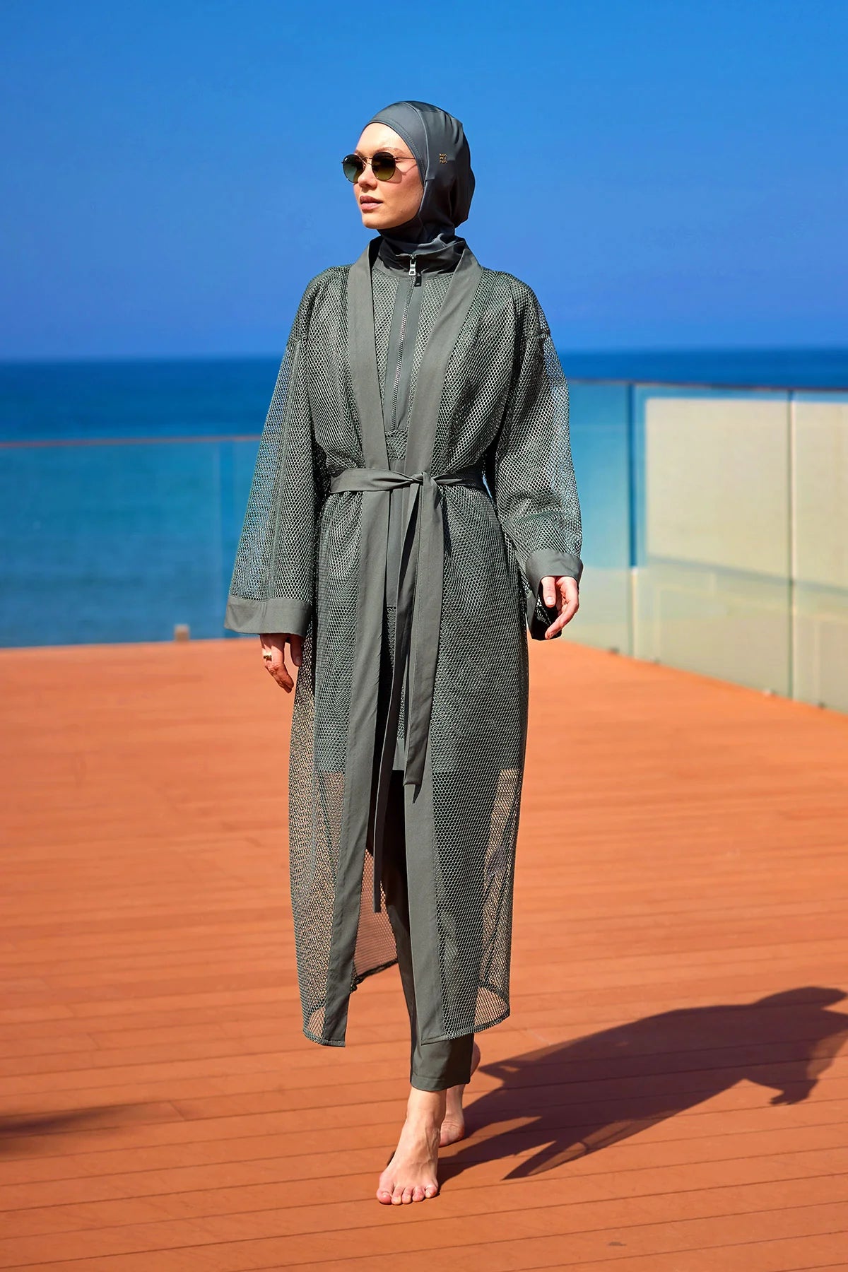 AirMesh Pareo Beach Kimono Khaki Green