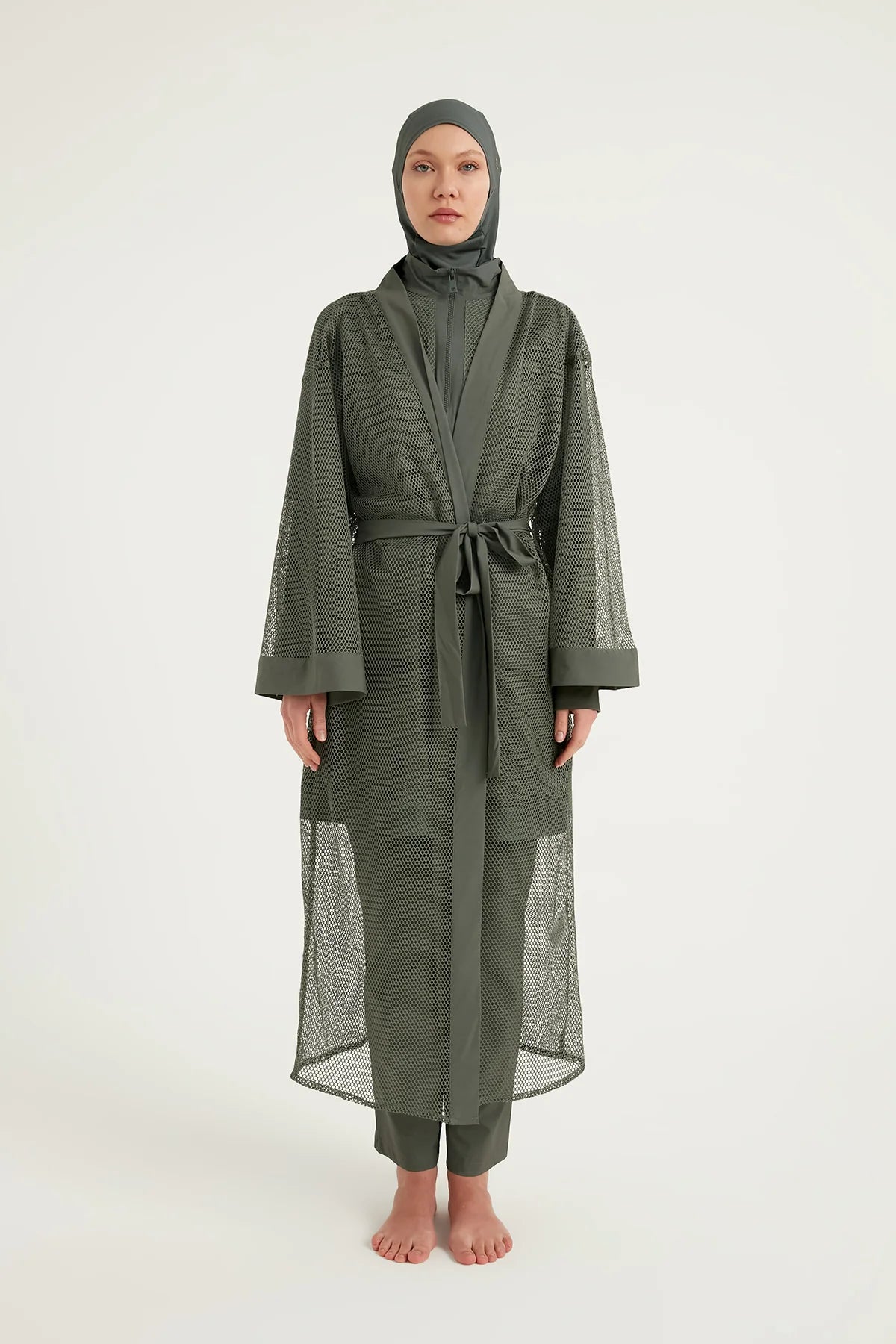 AirMesh Pareo Beach Kimono Khaki Green
