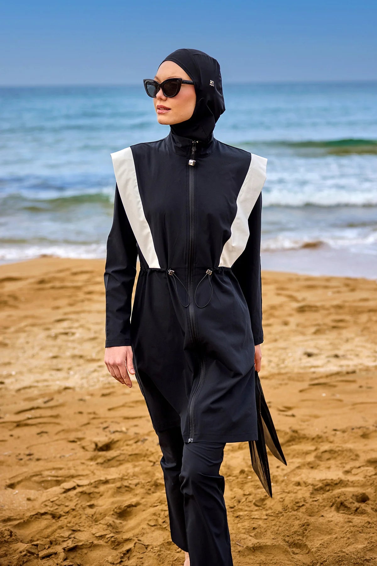 Colorblock Adjustable Waist 4-Pieces Burkini Set