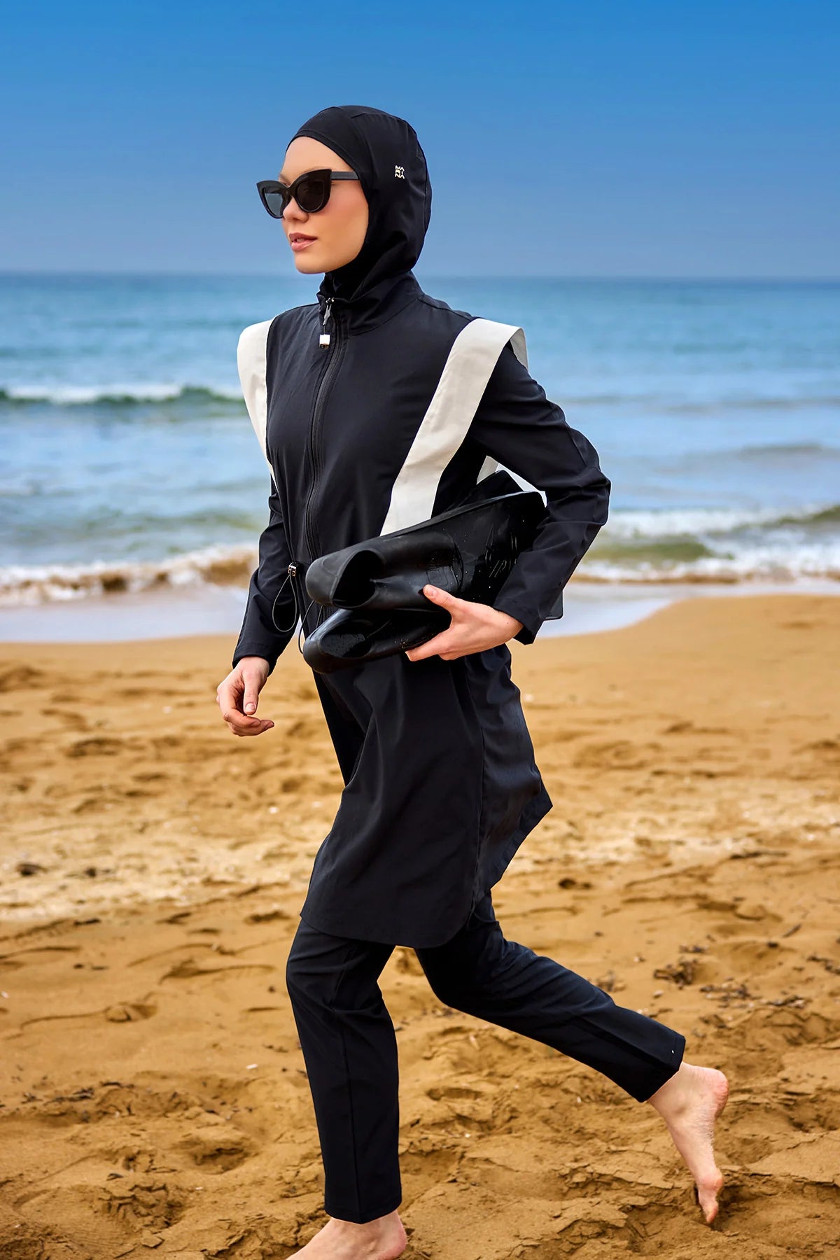 Colorblock Adjustable Waist 4-Pieces Burkini Set