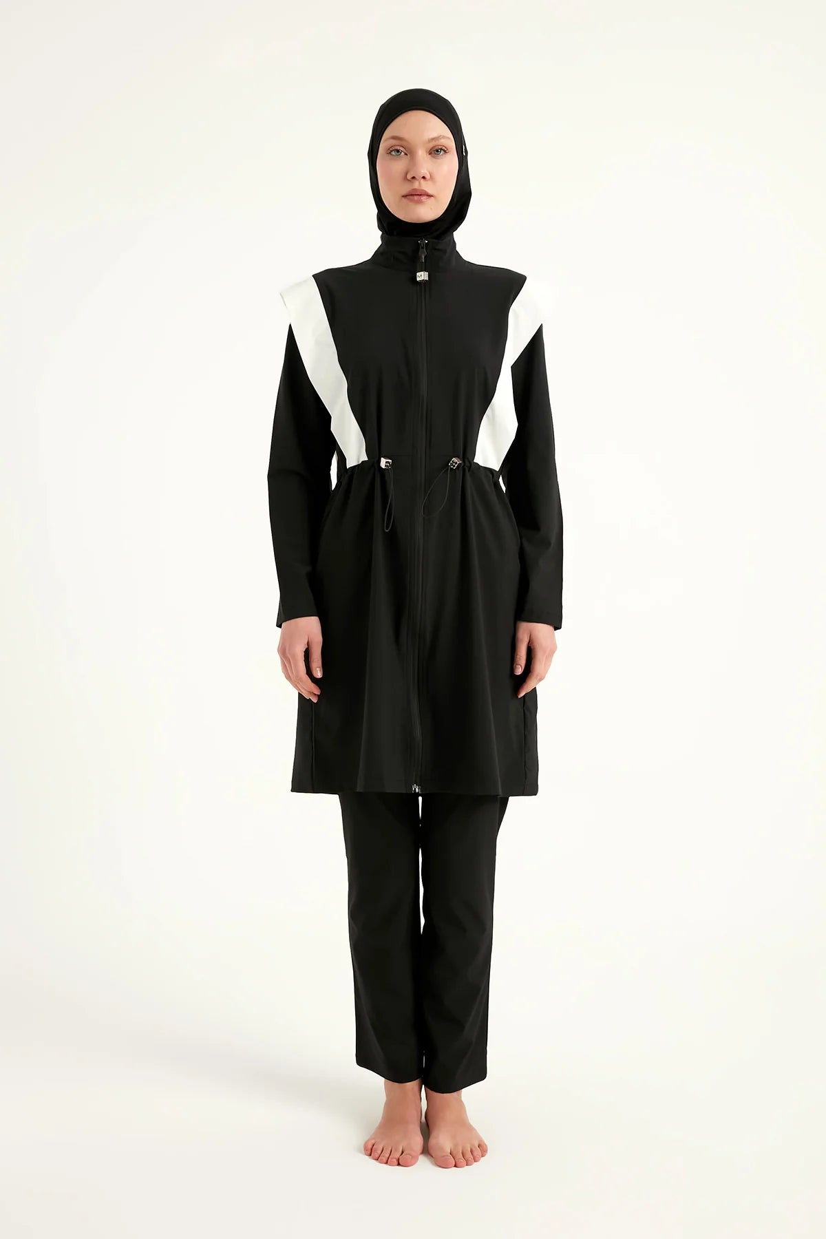 Colorblock Adjustable Waist 4-Pieces Burkini Set