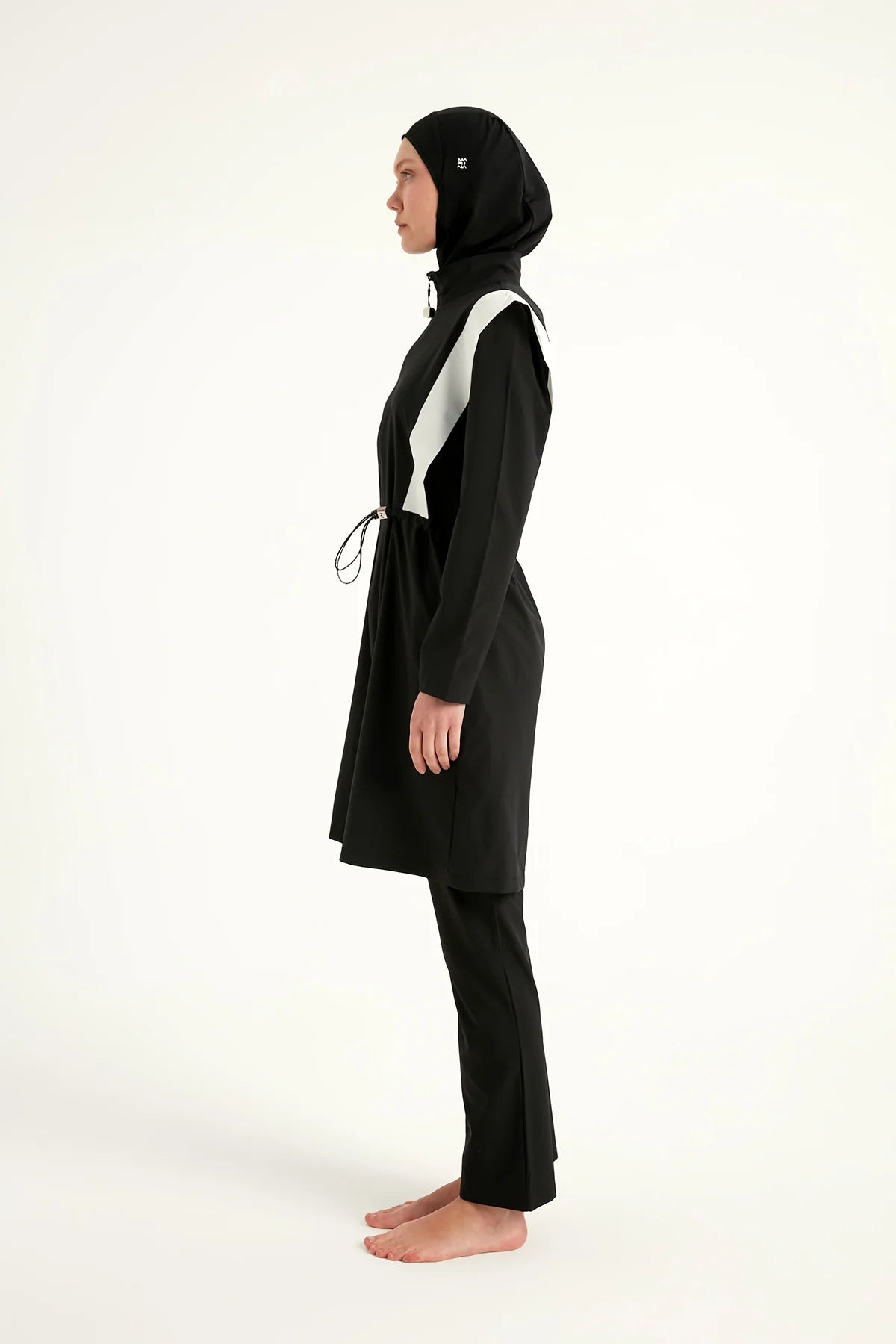 Colorblock Adjustable Waist 4-Pieces Burkini Set
