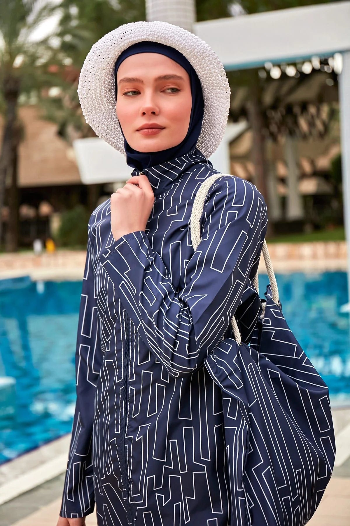 4-Piece Patterned Zipped Burkini Set