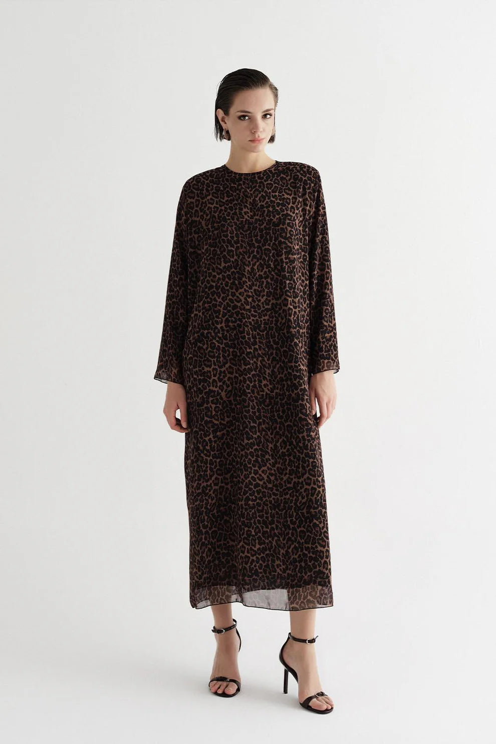 Patterned Long Dress Leopard