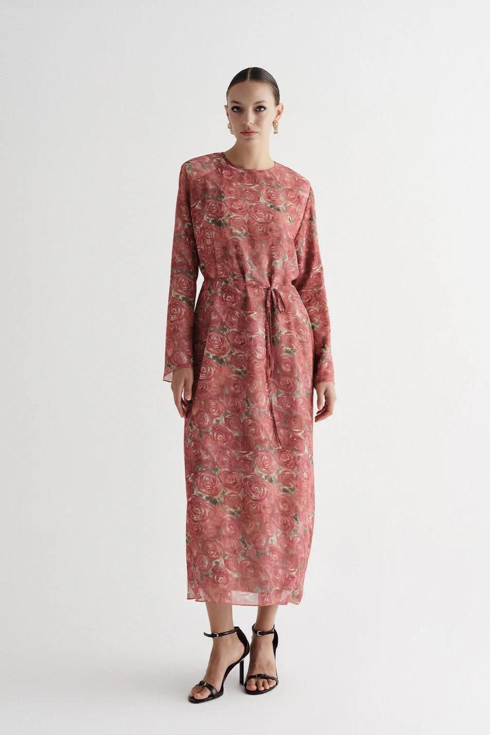 Patterned Long Dress Rose